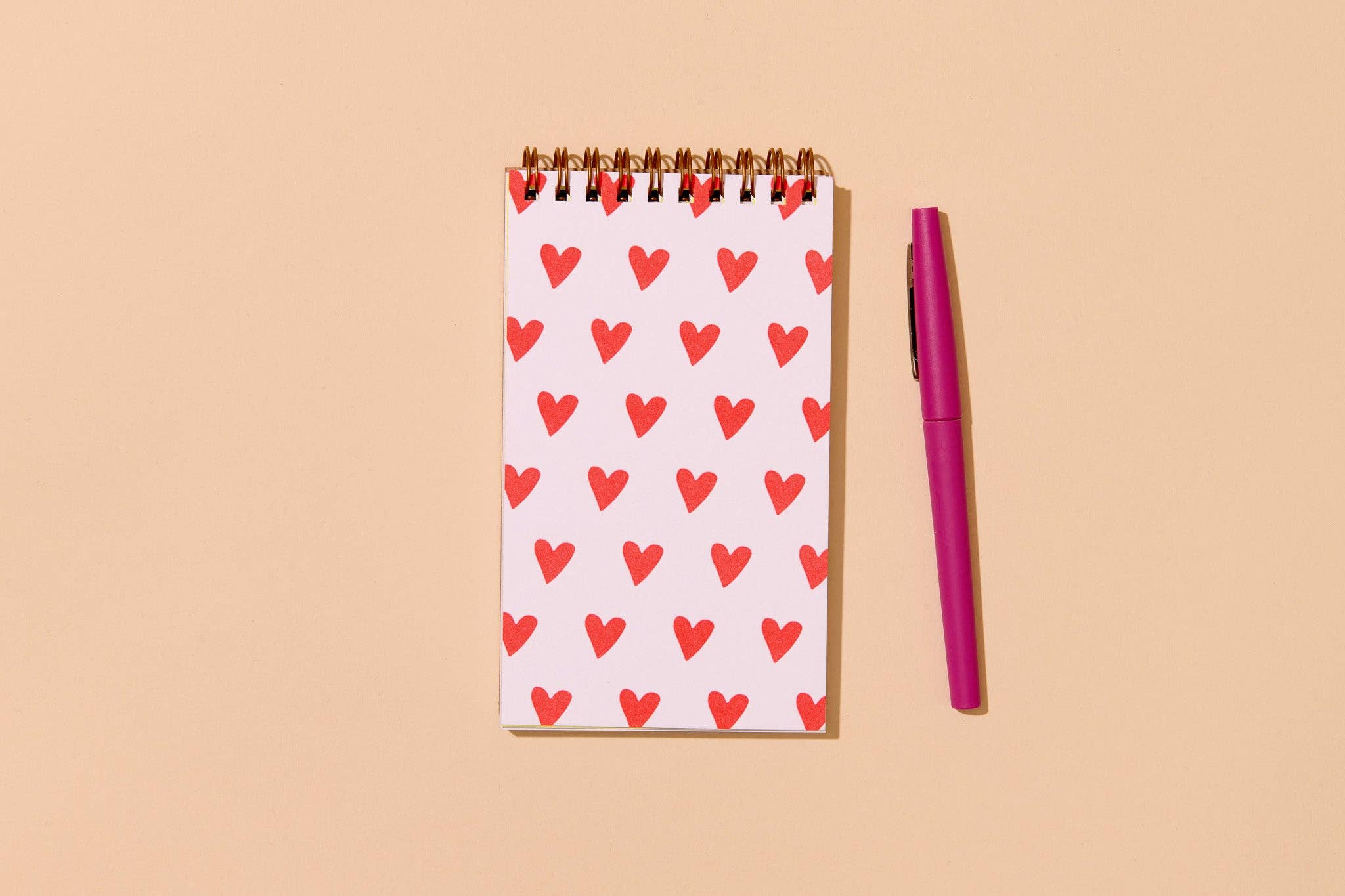 And Here We Are - Hearts Letterpress Spiral Pocket Size Notebook - Made in USA、mySite、garagedoors4me