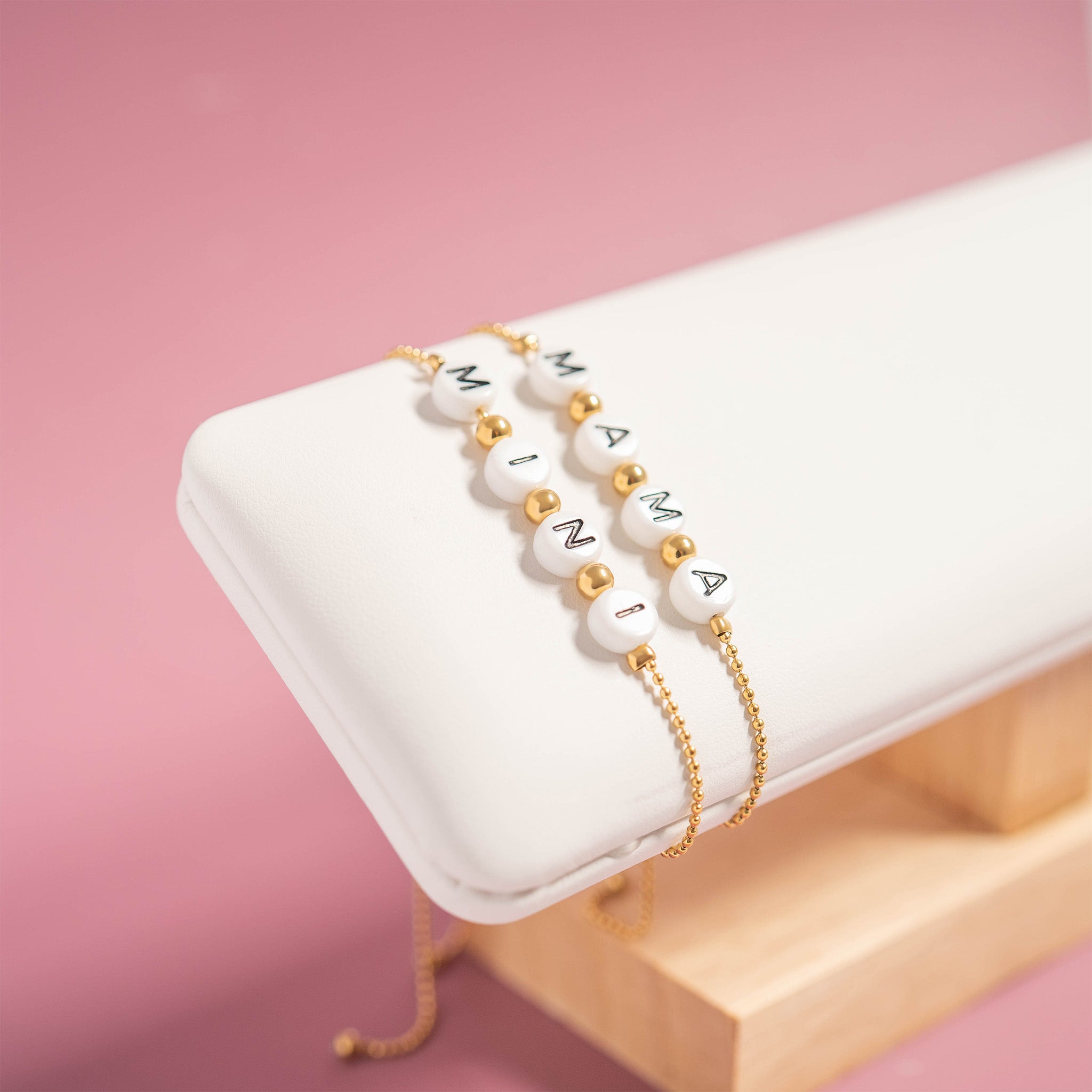 18K Gold PVD Stainless Steel Mini Adjustable Beaded Bracelet / BRJ1055、mySite、dreamappss