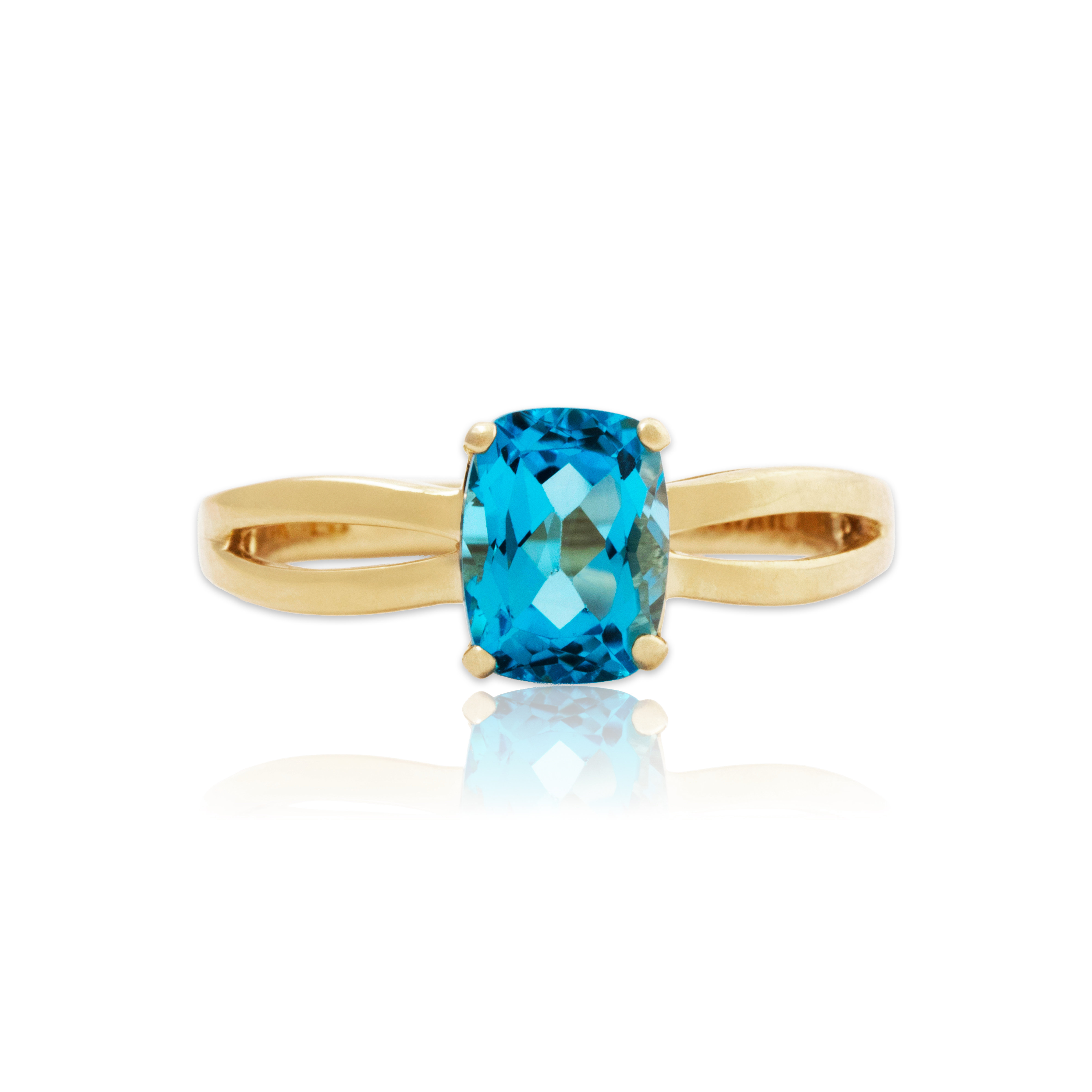 Vintage 14k Yellow Gold 1.8ct Swiss Blue Topaz Elongated Cushion Ring 6.75、mySite、hinf8tx79