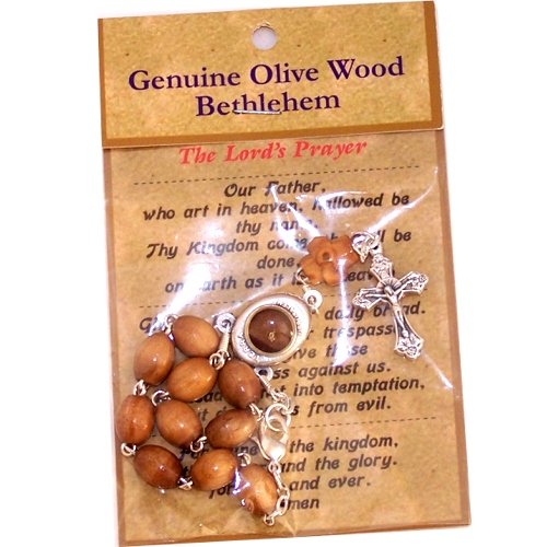 Chaplet/Bracelet Holy Rosary - Olive Wood with Holy Land Soil Center (19 cm or 7.5 in)、mySite、topwebapps