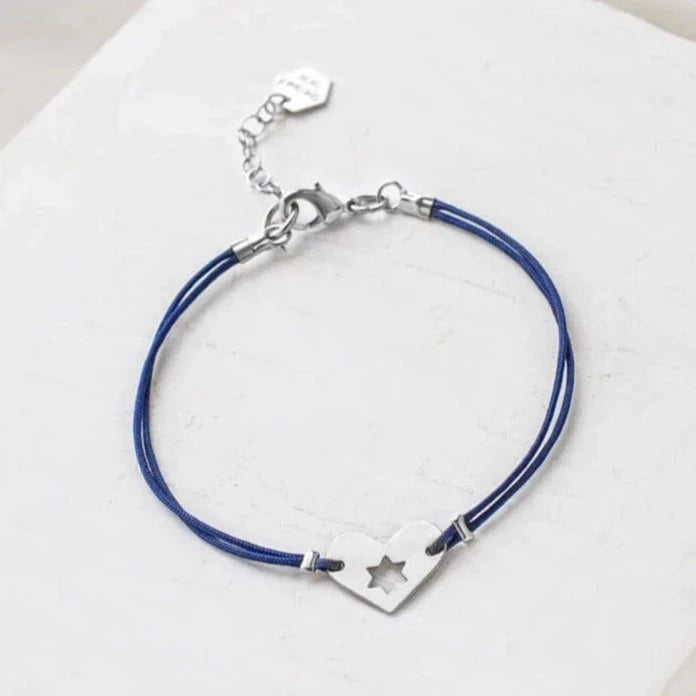 Silver and Dark Blue Israel at Heart Bracelet - 20% of Proceeds Donated、mySite、topwebapps