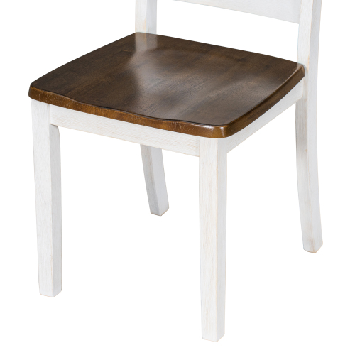 TREXM Rustic Style 6-Piece Dining Room Table Set with 4 Upholstered Chairs & a Bench (Brown + Whitewash)、、casual