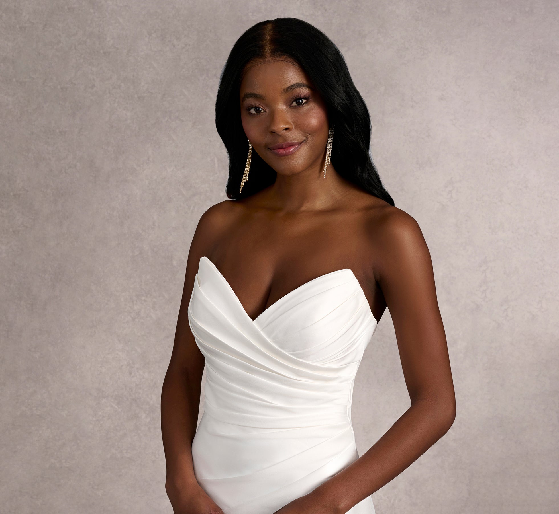 Off-The-Shoulder Draped Mermaid Gown In Ivory/Ivory In Ivory Ivory、mySite、solidvoid