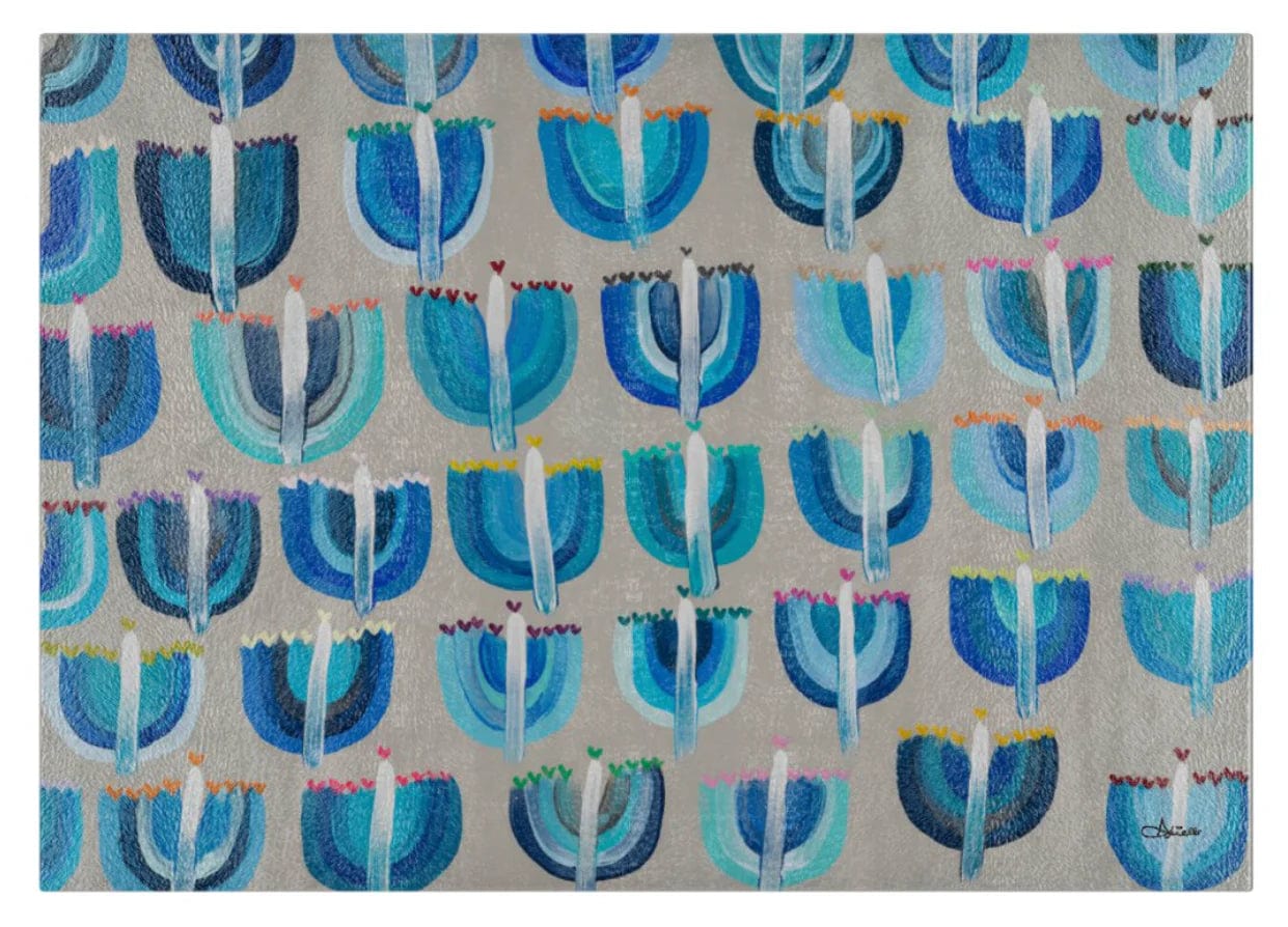 Blue Menorahs Glass Serving Board/Drip Tray、mySite、topwebapps