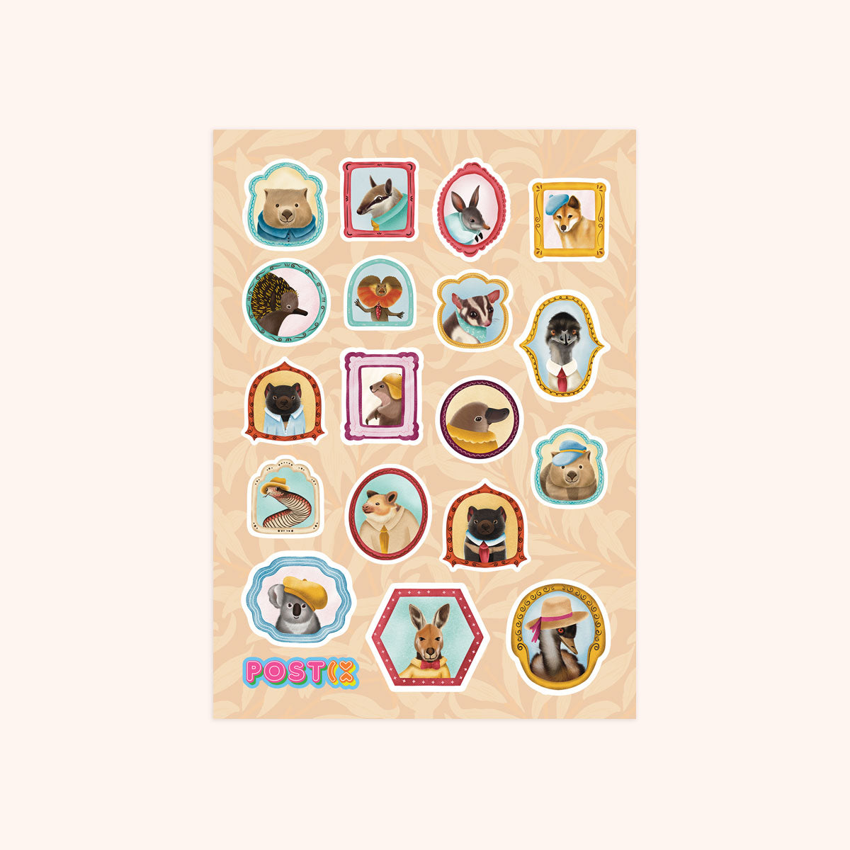  Aussie Animal Portraits A6 Sticker Sheet、mySite、ghnorth
