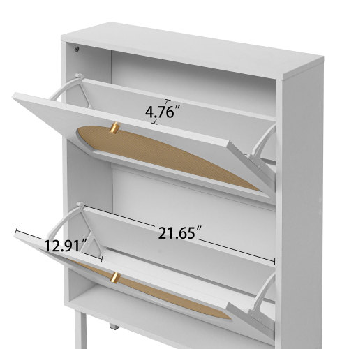 2 Door Shoe Rack, Rattan, Double Layer, Suitable for Living Room, Hallway、、casual