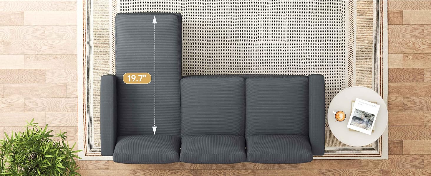 Convertible Sectional Sofa Couch 3 Seat L-Shaped Couch for Small Spaces