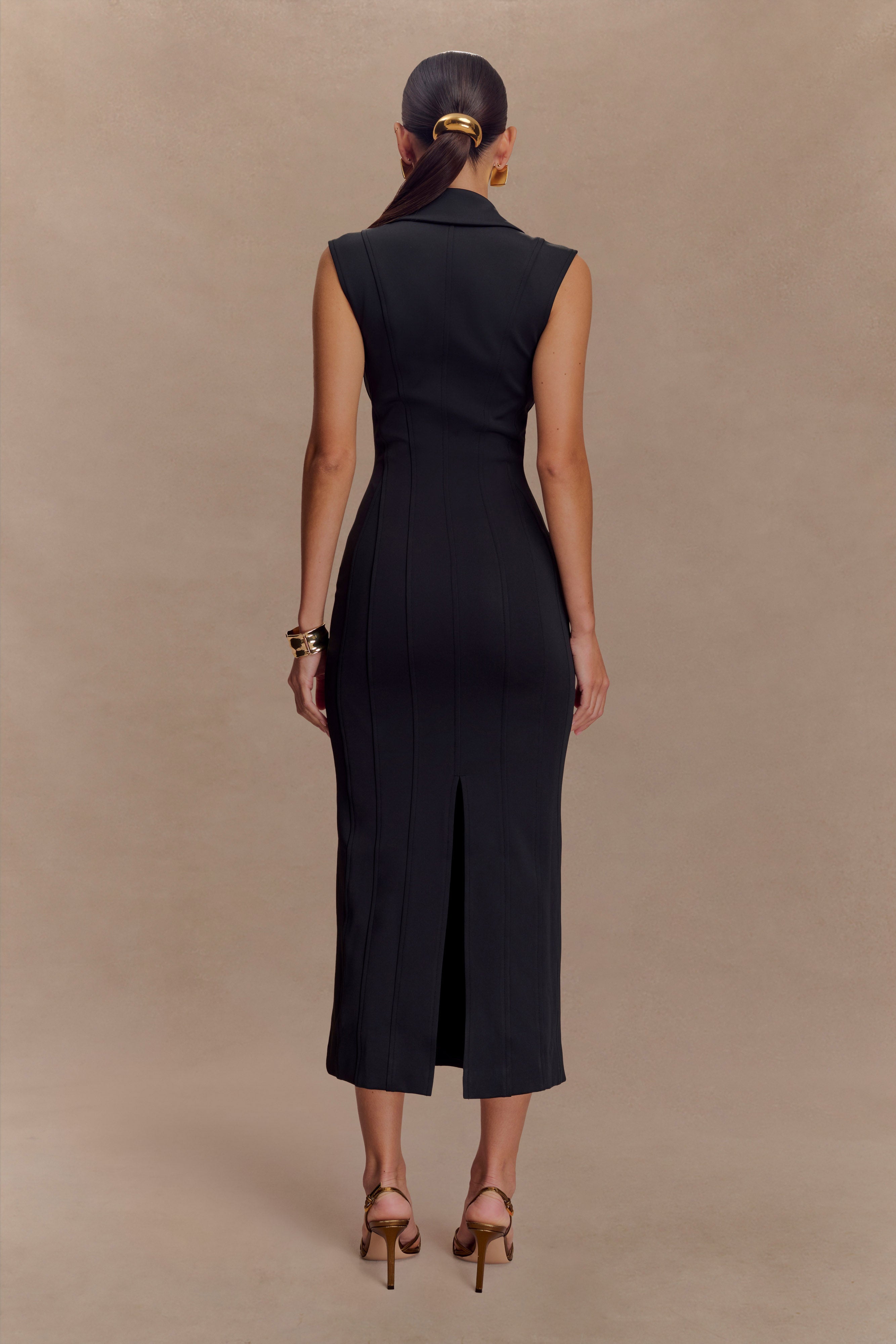 Keagan Sleeveless Midi Dress - Black、mySite、solidvoid