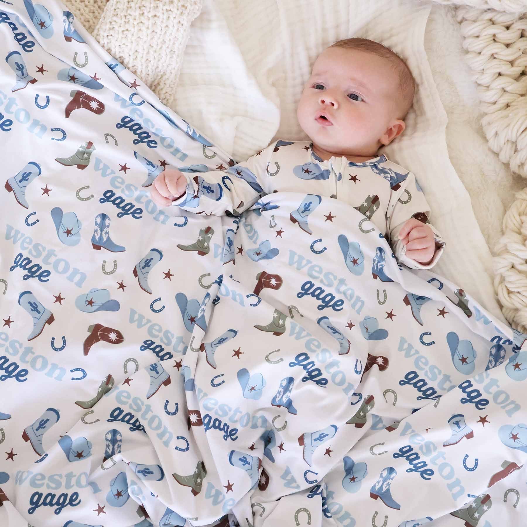  Boot Scootin' Personalized Swaddle Blanket、mySite、layawaytickets