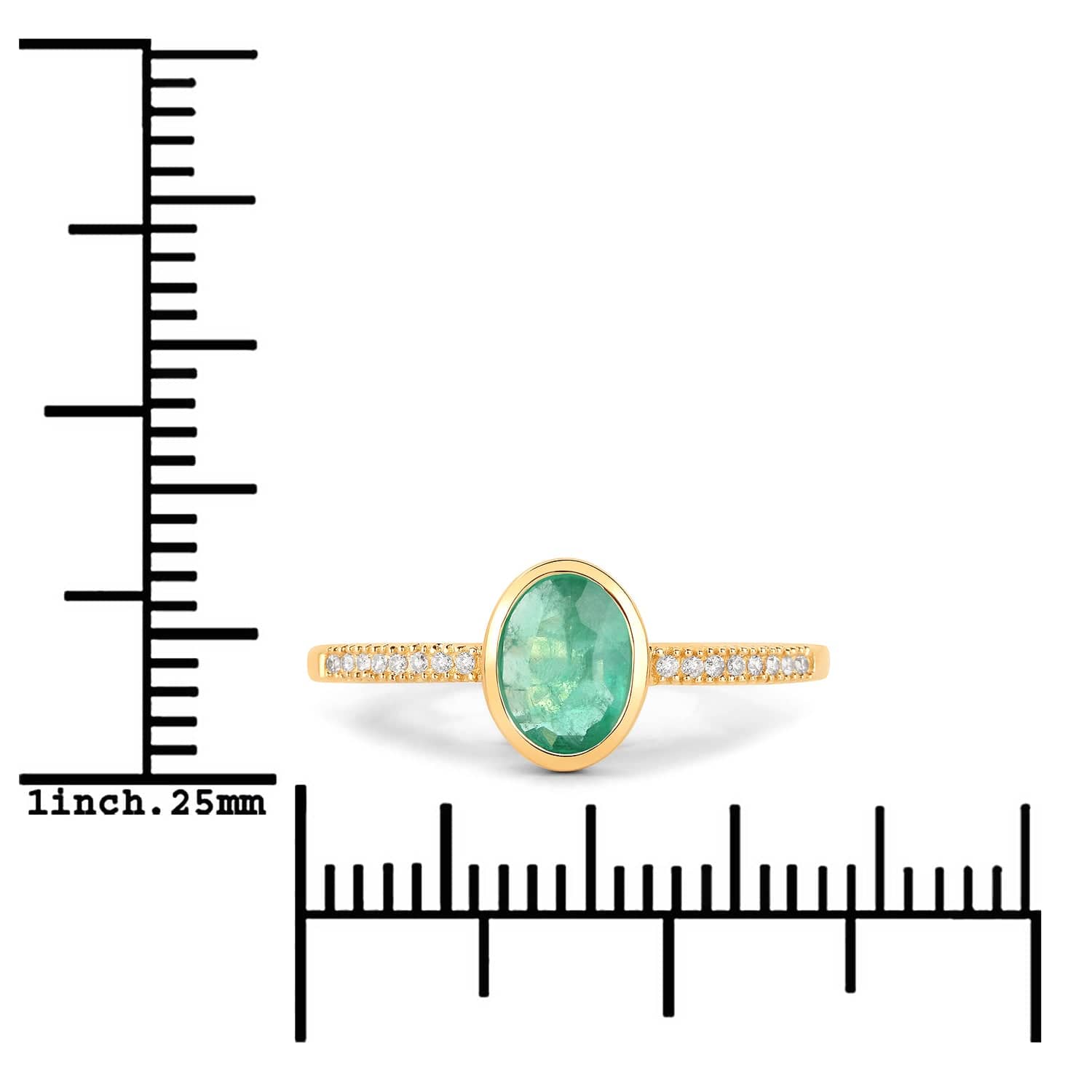 Emerald and Diamond Ring in 14K Yellow Gold Sleek and Modern、mySite、g9winljtr