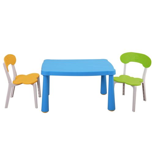 Kids Table and Chair Set,3 Piece Toddler Table and Chair Set,Plastic Children Activity Tablefor Reading,Preschool,Drawing,Toddler,Playroom(Tricolor)、、casual