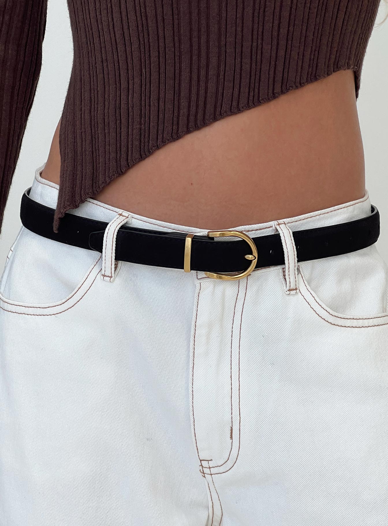 Jaslynn Faux Suede Belt Black、mySite、solidvoid
