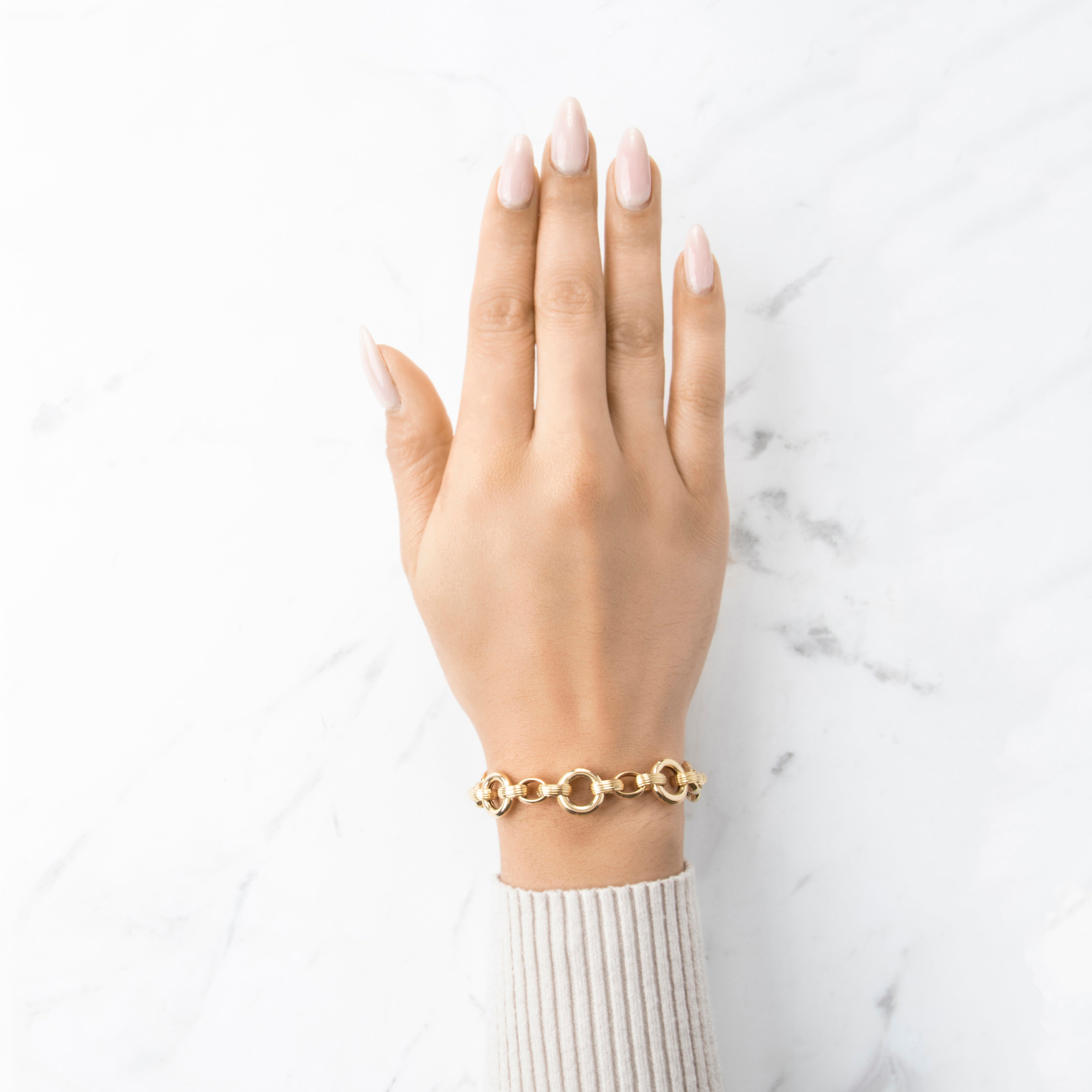 Vintage Italian 14k Yellow Gold Chunky Mixed Link Bracelet 6.5、mySite、hinf8tx79