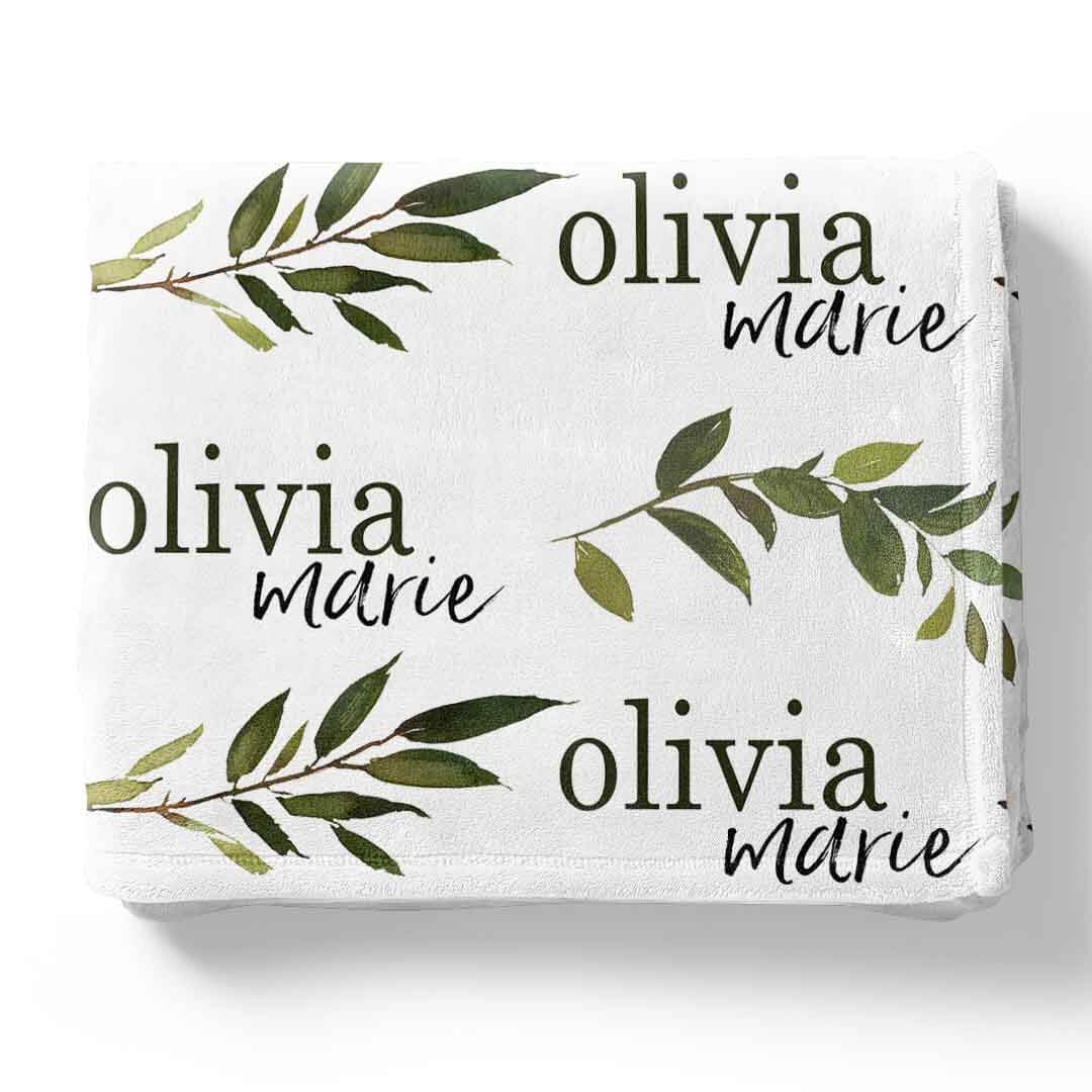  Olive Leaf Personalized Toddler Blanket、mySite、layawaytickets