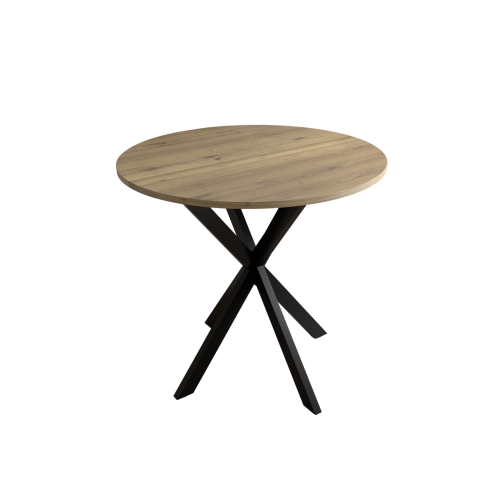 31.5 Inch Round Dining Table, Small Circle Kitchen Table with Metal Black Legs for 2-4 people,Modern Dining Room Table, Brown (only table)、、casual