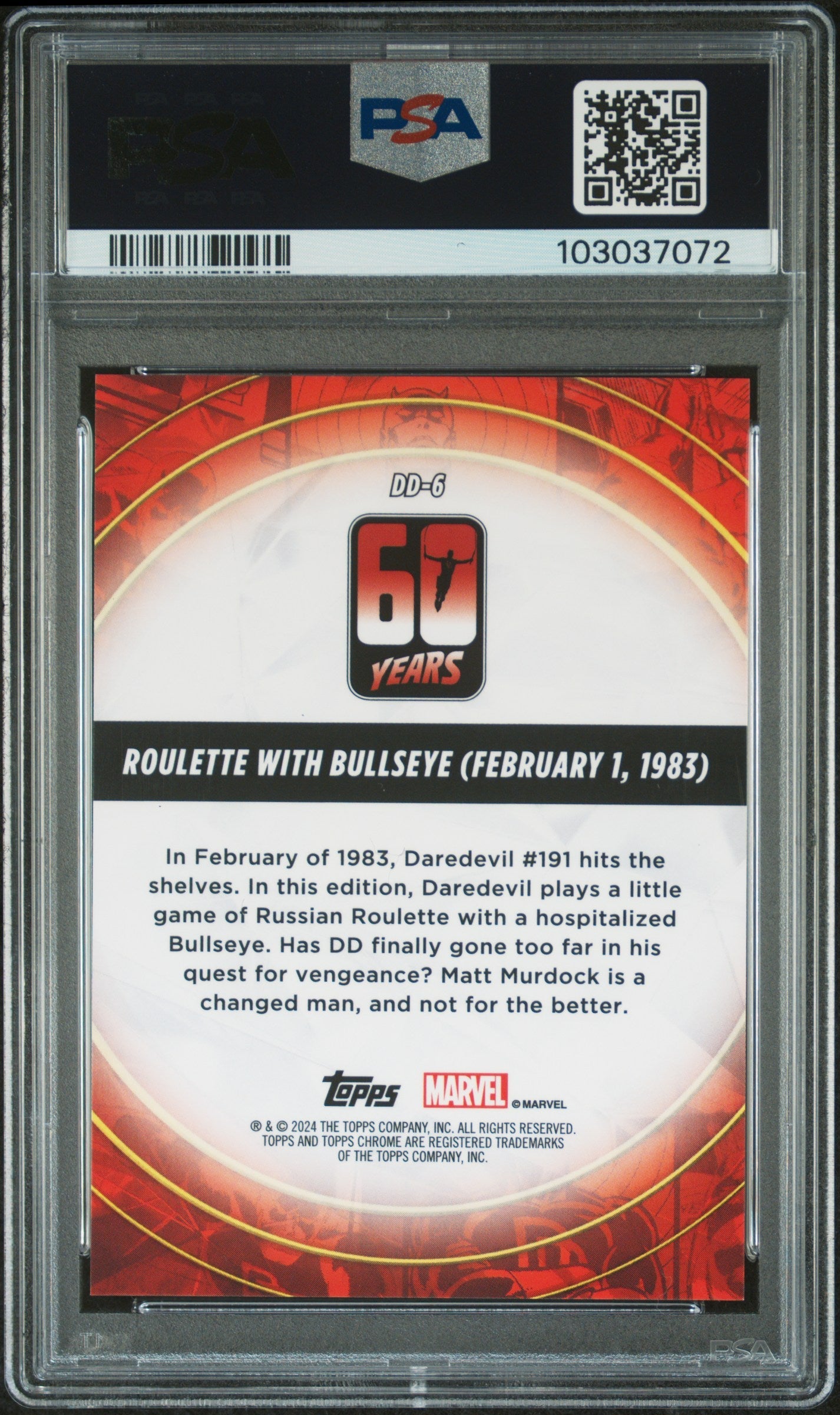 Roulette/Bullseye #DD6 PSA 7 Topps Chrome Marvel Daredevil 60Th Anniversary 2024、mySite、waistdrama