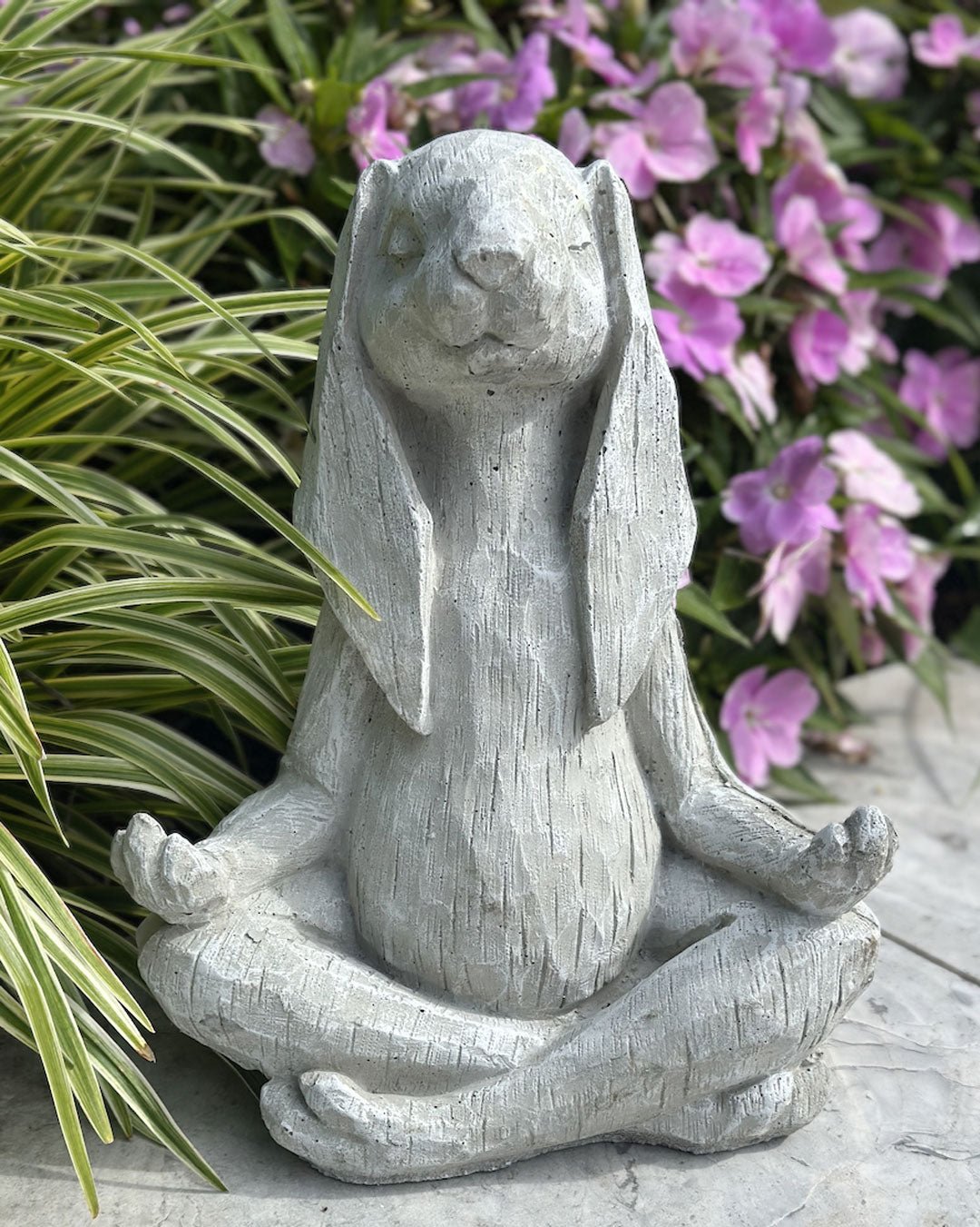 Zen Meditating Karma Yoga Bunny Rabbit Concrete Garden Statue Made in USA、mySite、topwebapps