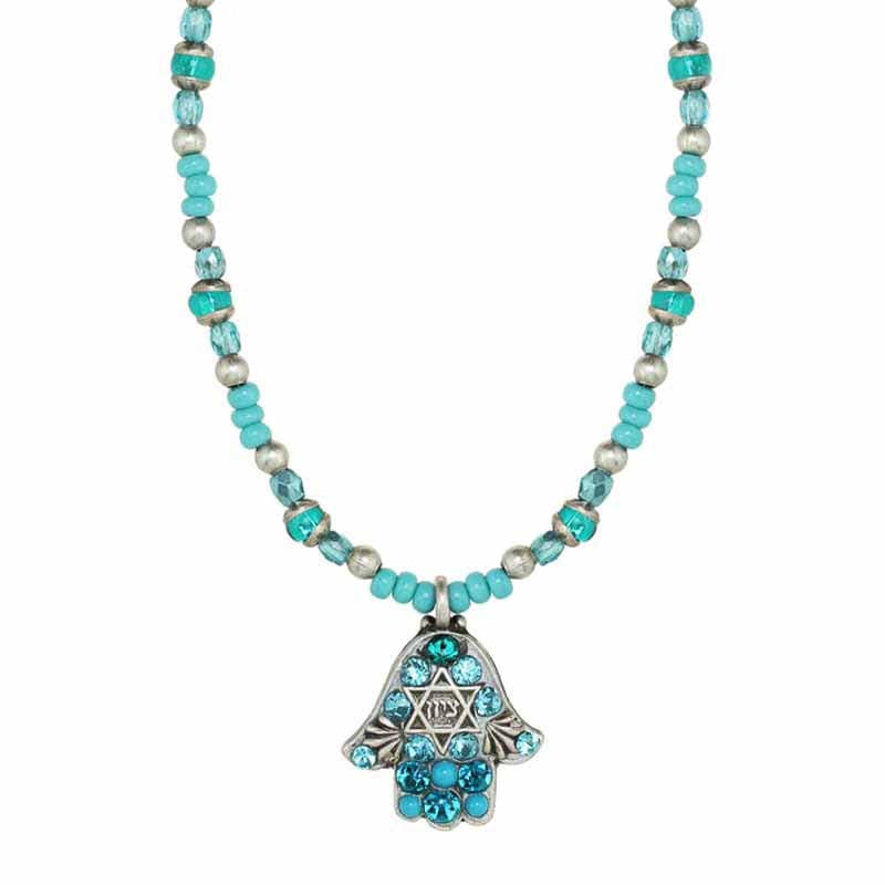 Blue and Sterling Silver Star of David Hamsa Necklace by Michal Golan、mySite、topwebapps