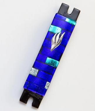 Royal Blue Brick Fused Glass Mezuzah by Daryl Cohen、mySite、topwebapps