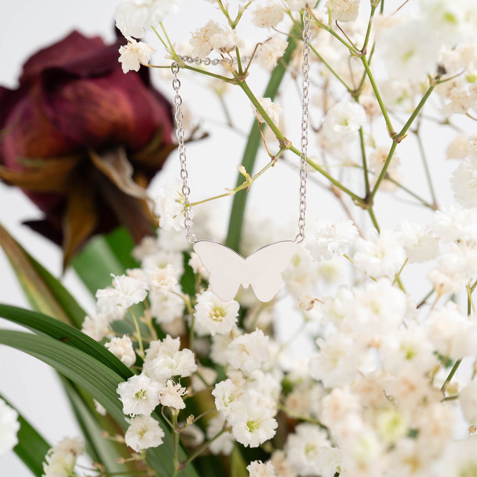 18K Gold PVD Stainless Steel Blank Engravable Butterfly Necklace / CHN0084、mySite、dreamappss