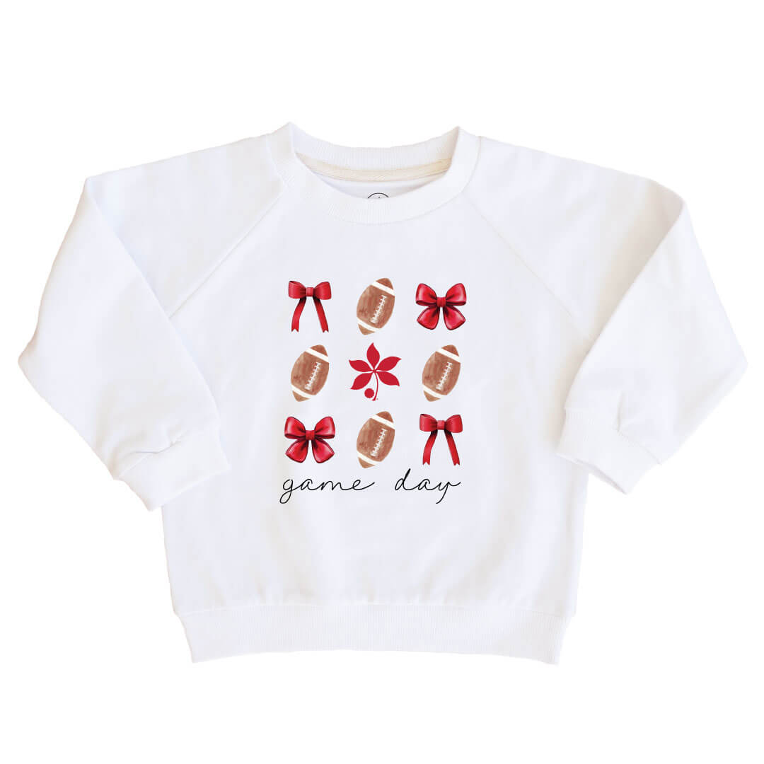  The Ohio State University | Footballs & Bows Kids Graphic Sweatshirts、mySite、layawaytickets