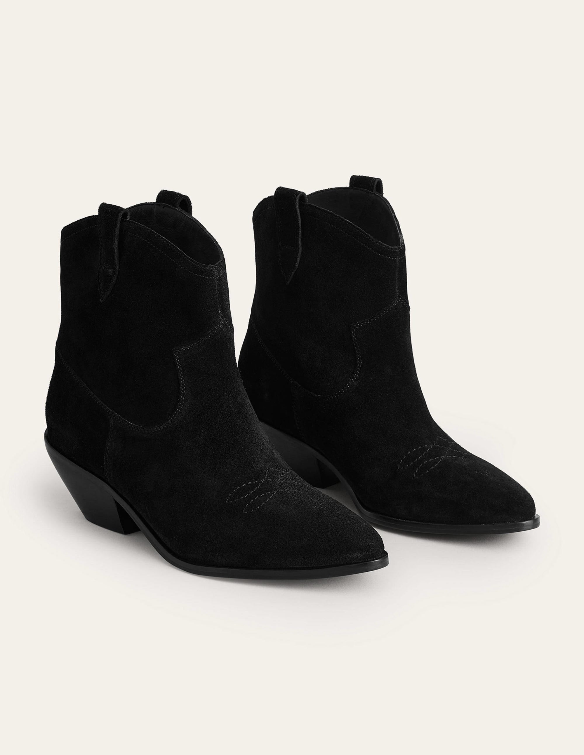  Western Ankle Boots-Black Cow Suede、mySite、ashleygrahame