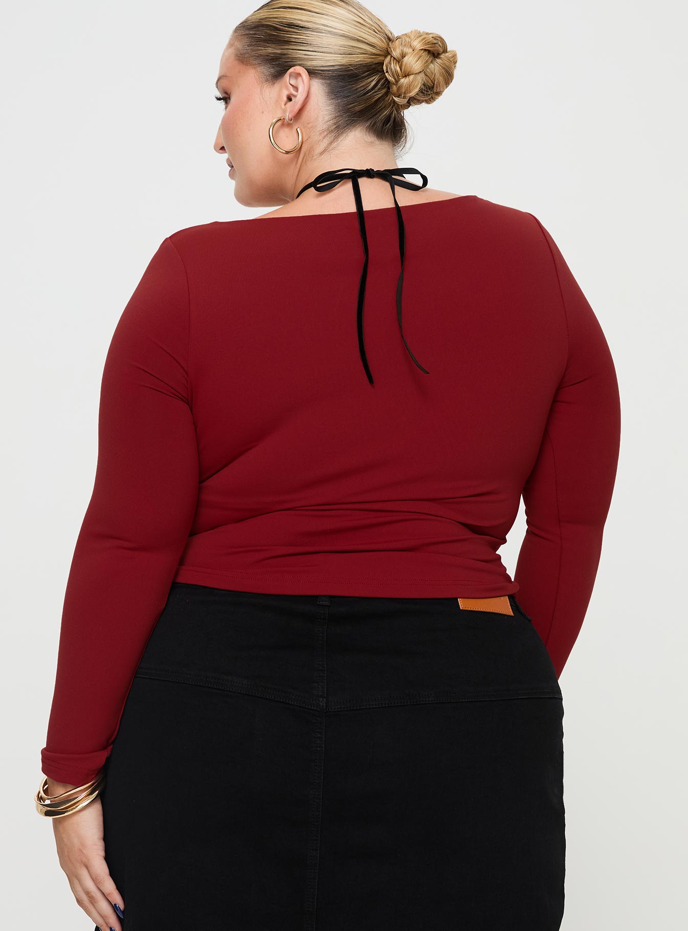 Selenie Long Sleeve Top Red Curve、mySite、solidvoid