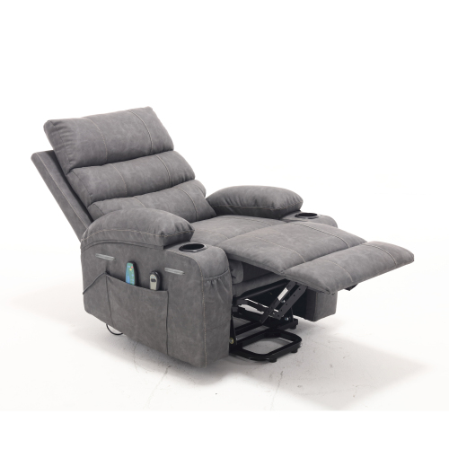 21"seat width,large size Electric Power Lift Recliner Chair Sofa for Elderly, 8 point vibration Massage and lumber heat, Remote Control, Side Pockets and Cup Holders, cozy fabric, overstuffed arm pu、、casual