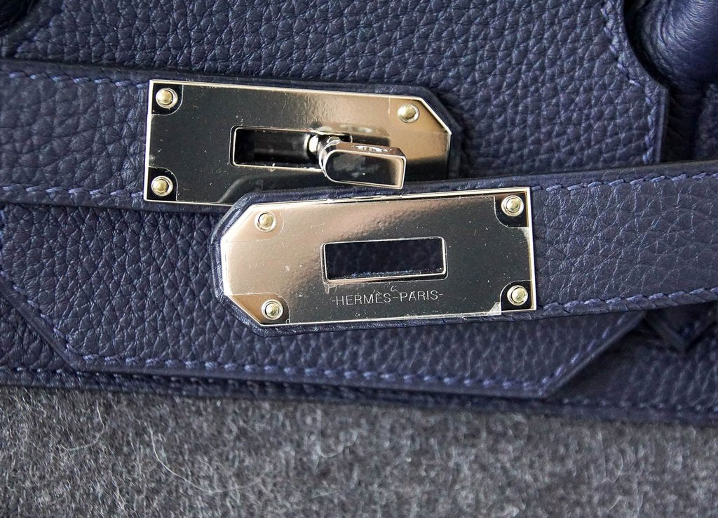 Hermès Birkin 40 HAC Gris Wool Blue Togo PHW Bag、mySite、garminoutage.com
