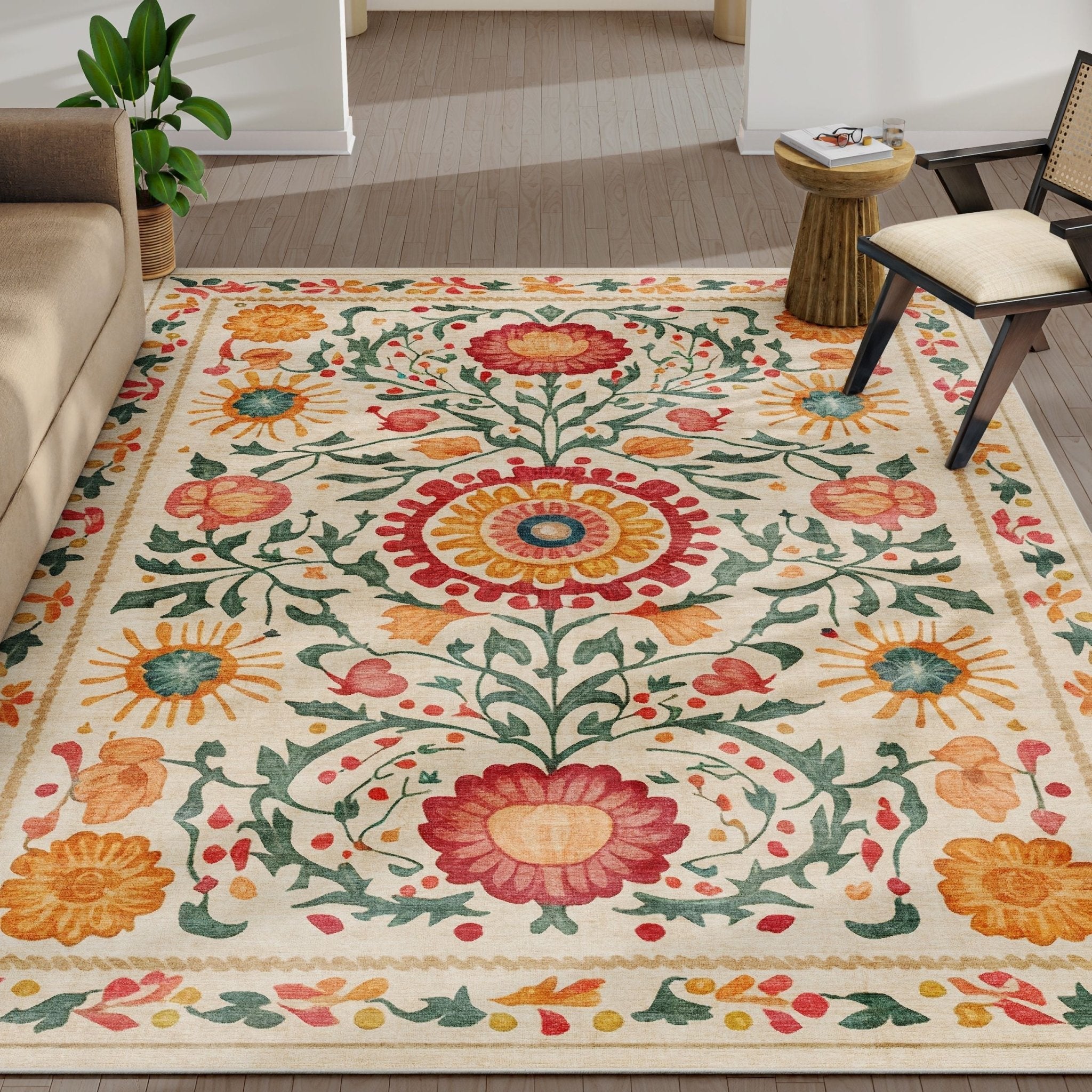 Apollo Botanical Floral Rug for Living Room, Dining Room, Bedroom and Kitchen、mySite、gigharbornorthrealestate