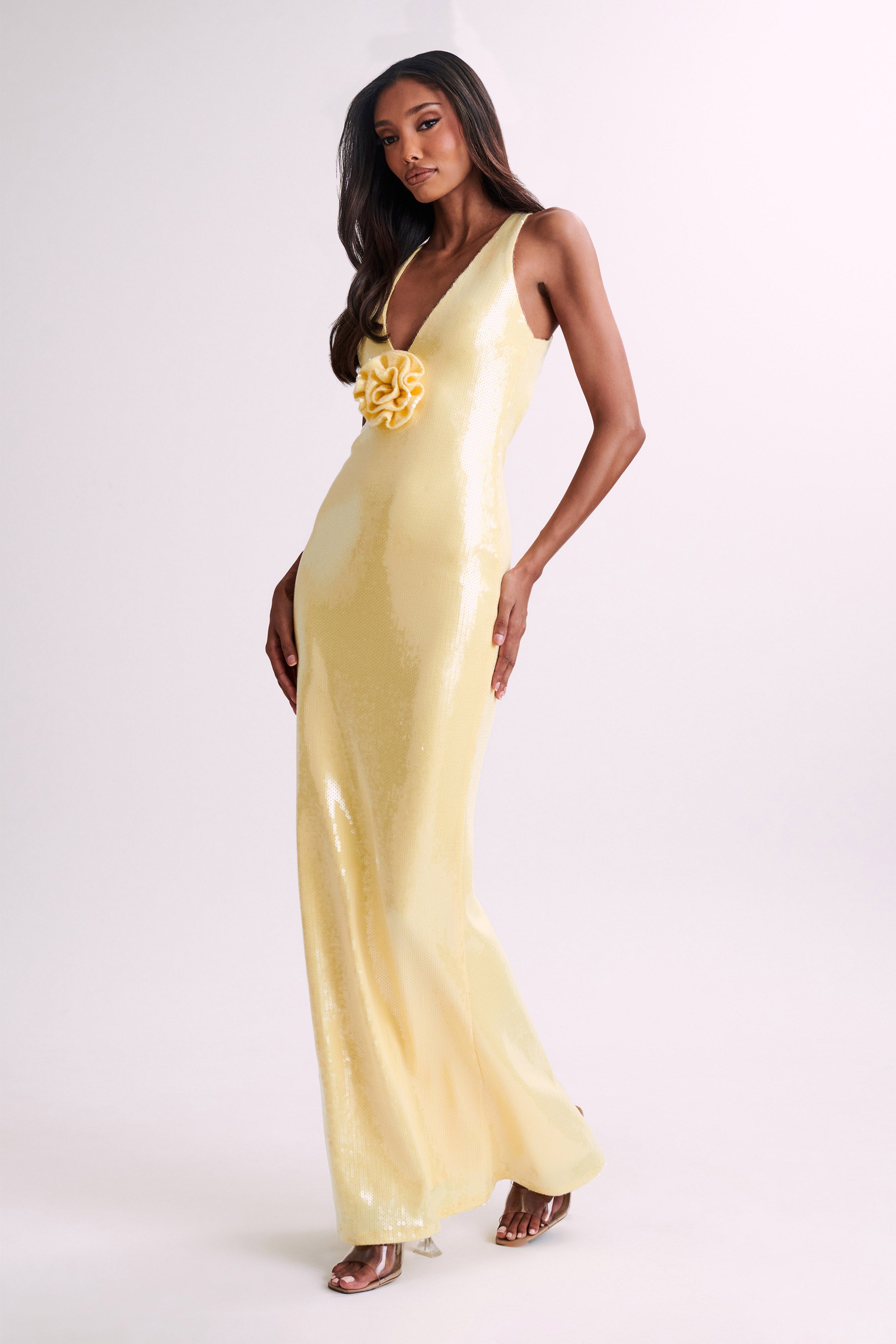 Eliza Rose Sequin Maxi Dress - Lemon、mySite、solidvoid