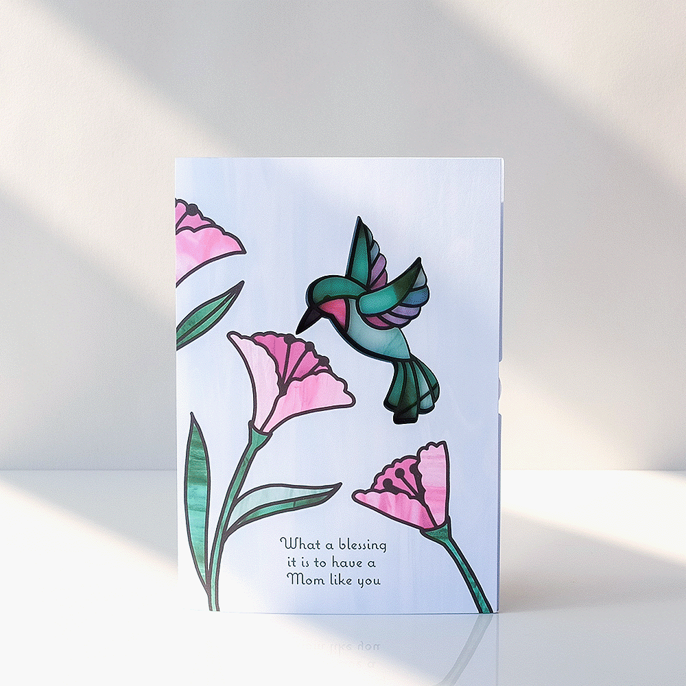Blessing to Have a Mom Like You Hummingbird Suncatcher Card & Bouquet Bundle、mySite、solidvoid