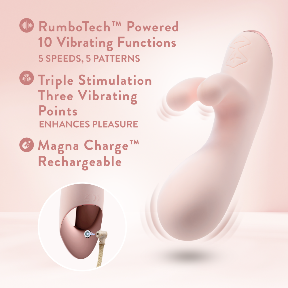Blush | Elora 8 Inch G Spot Clitoral Triple Stimulation Puria® Silicone Rabbit Vibrator With 10 RumboTech™ Modes - Pink、mySite、bottomscart