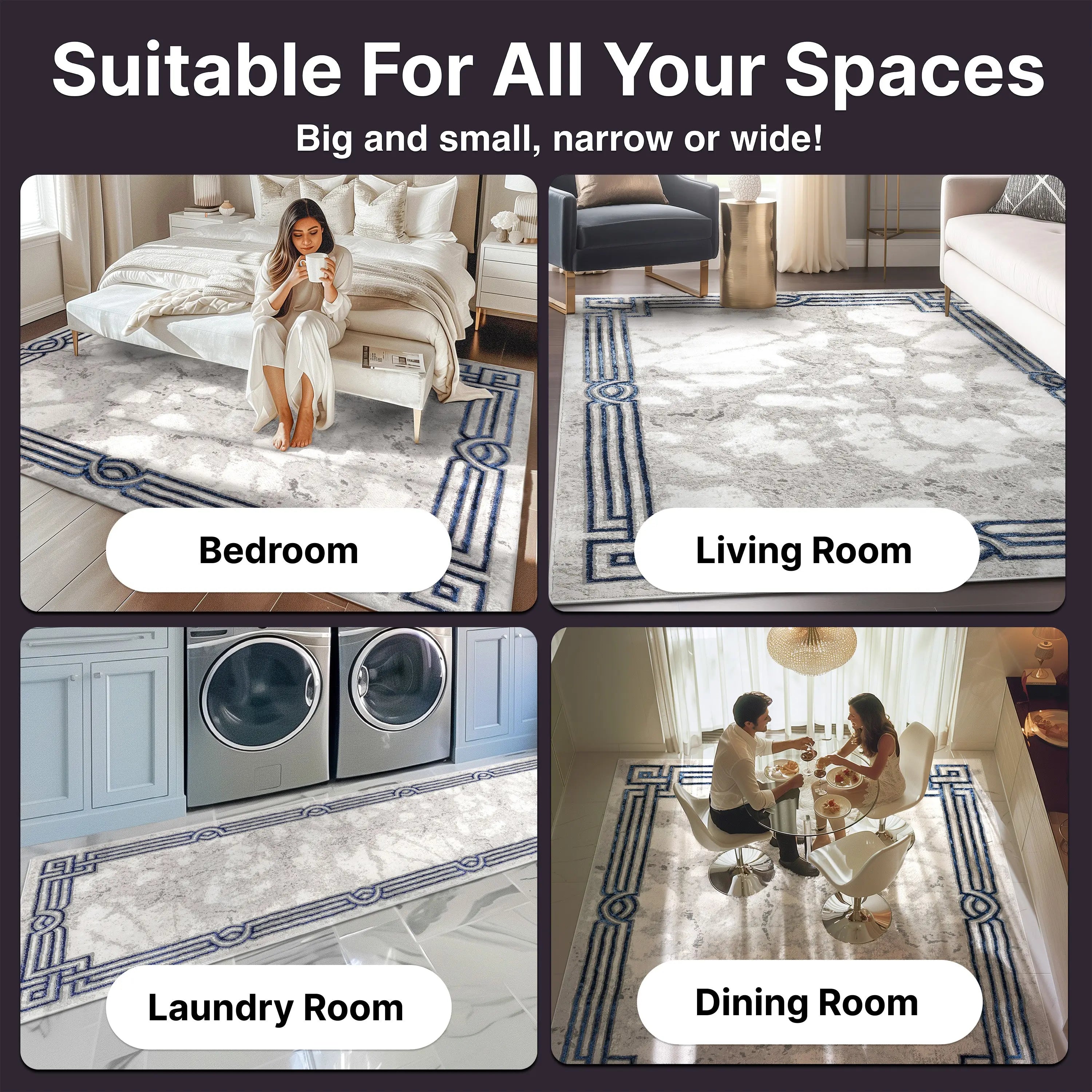 Huntington Retro Marble Border Glam Rug、mySite、gigharbornorthrealestate