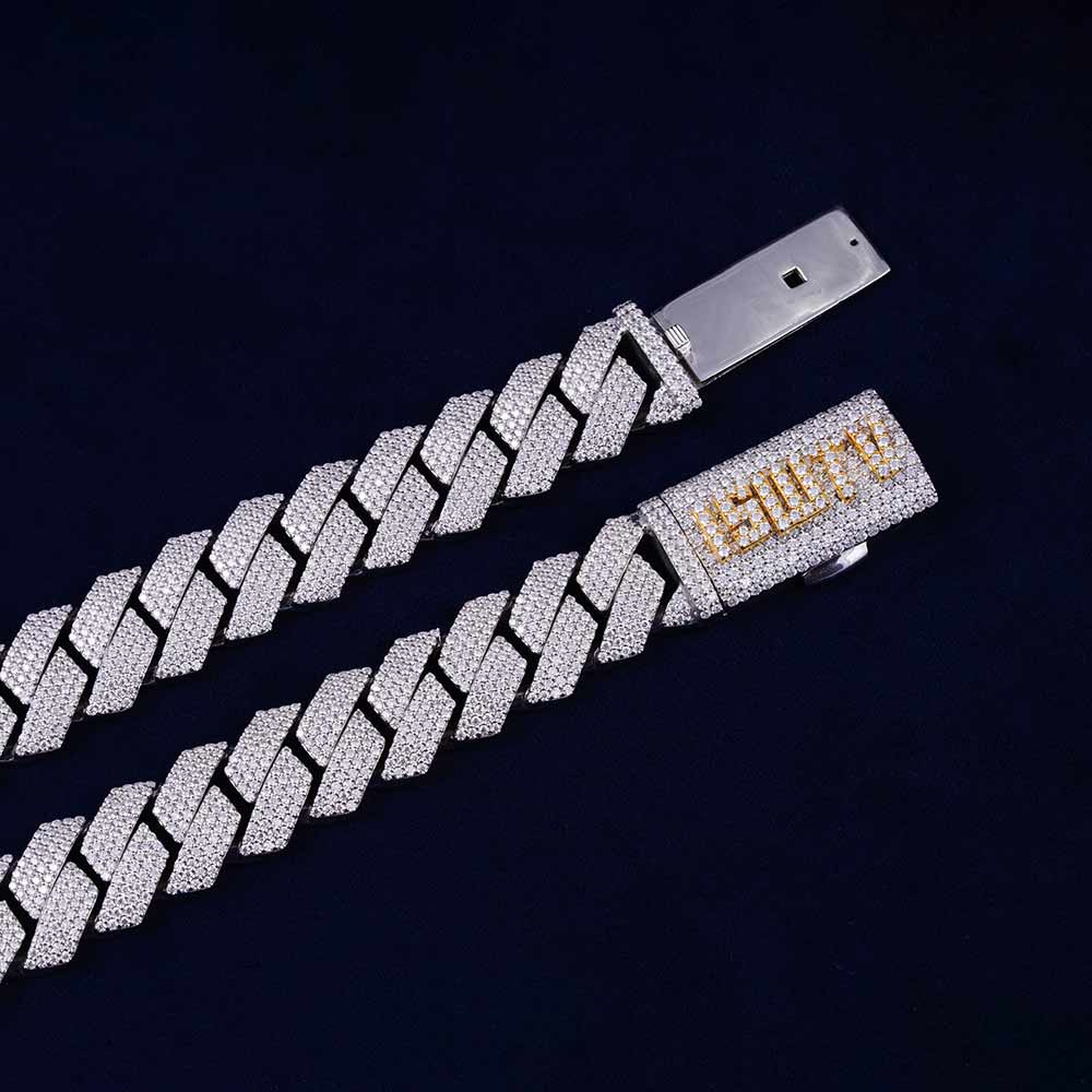 Custom Clasp 4 Row 20MM Moissanite Cuban Link Chain 14K Gold、mySite、hinf8tx79