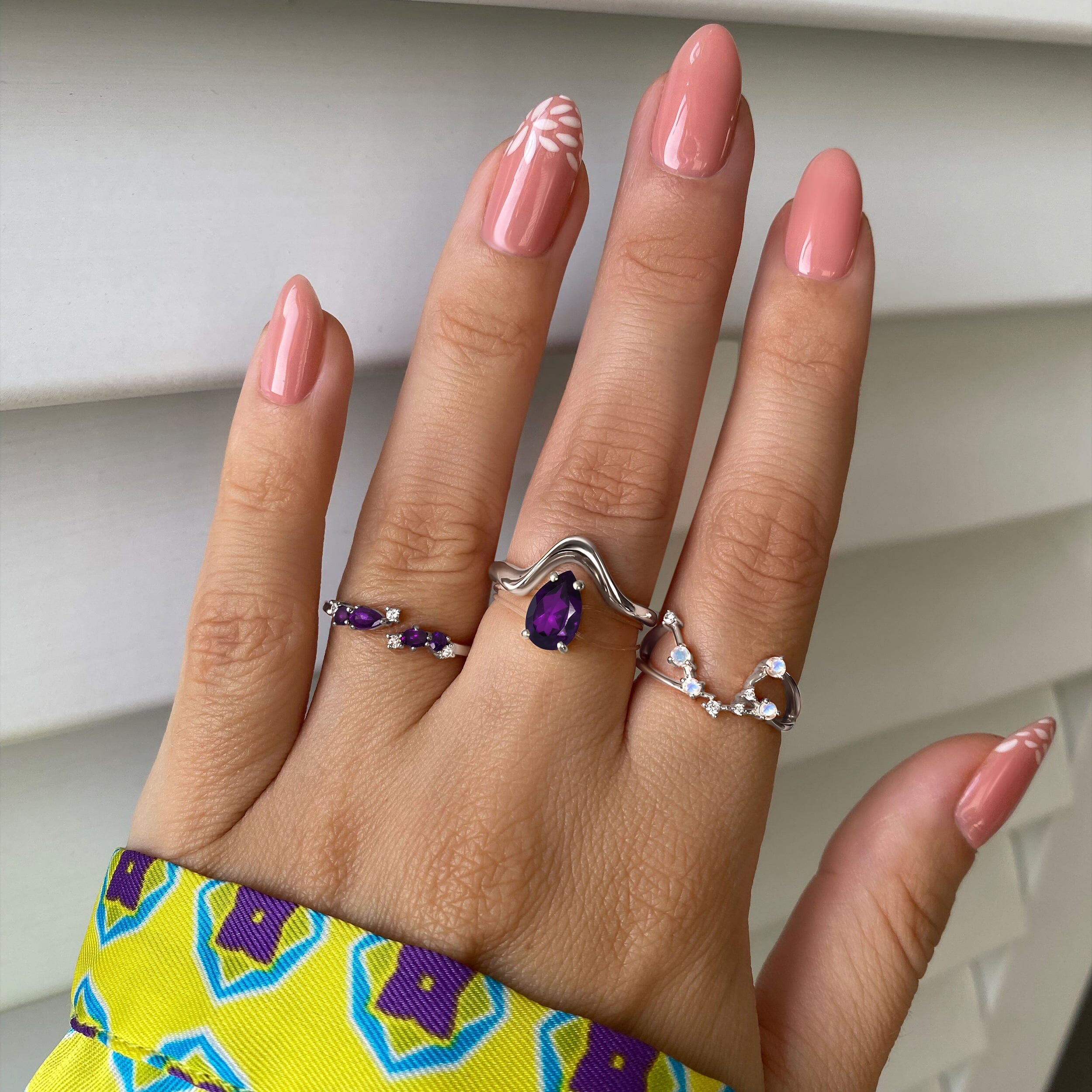 Adjustable Amethyst Ring Flourish - February Birthstone、mySite、hinf8tx79