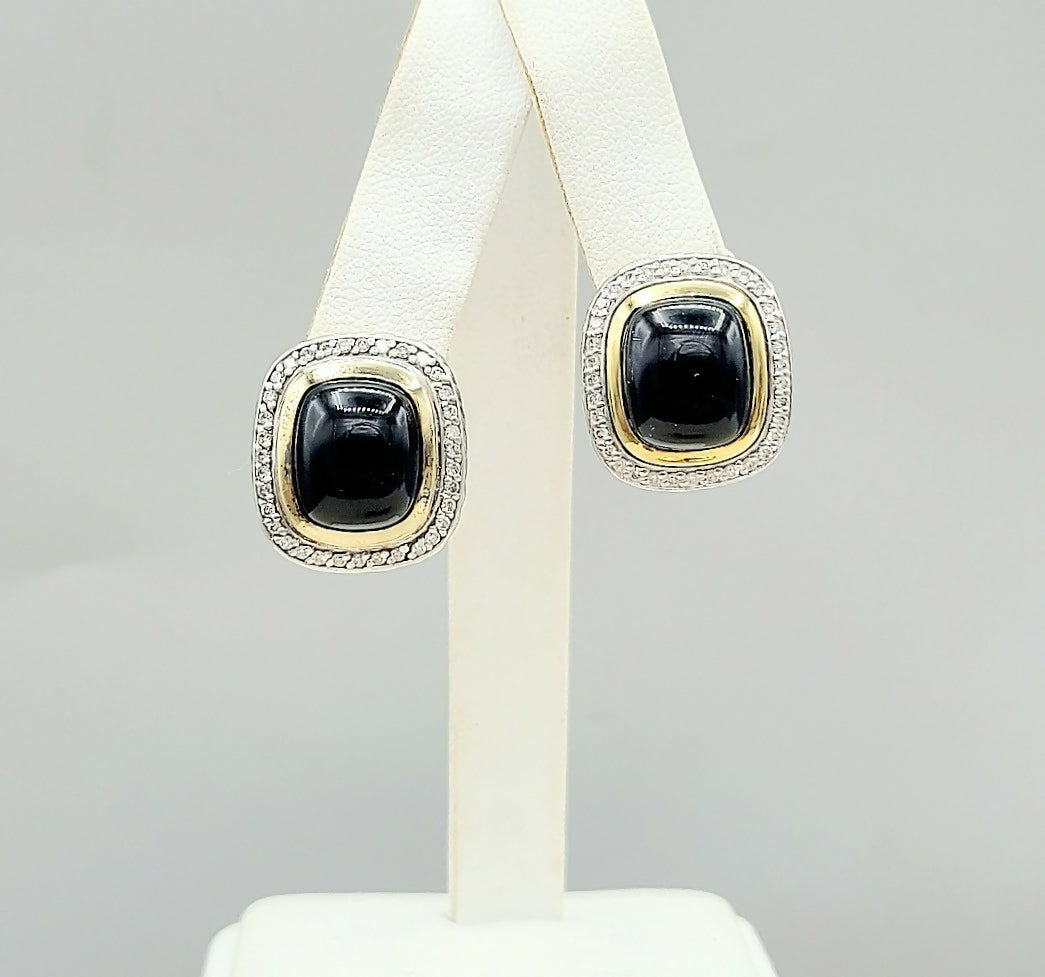 David Yurman Albion Earrings Black Onyx, Diamonds & Gold、mySite、hinf8tx79