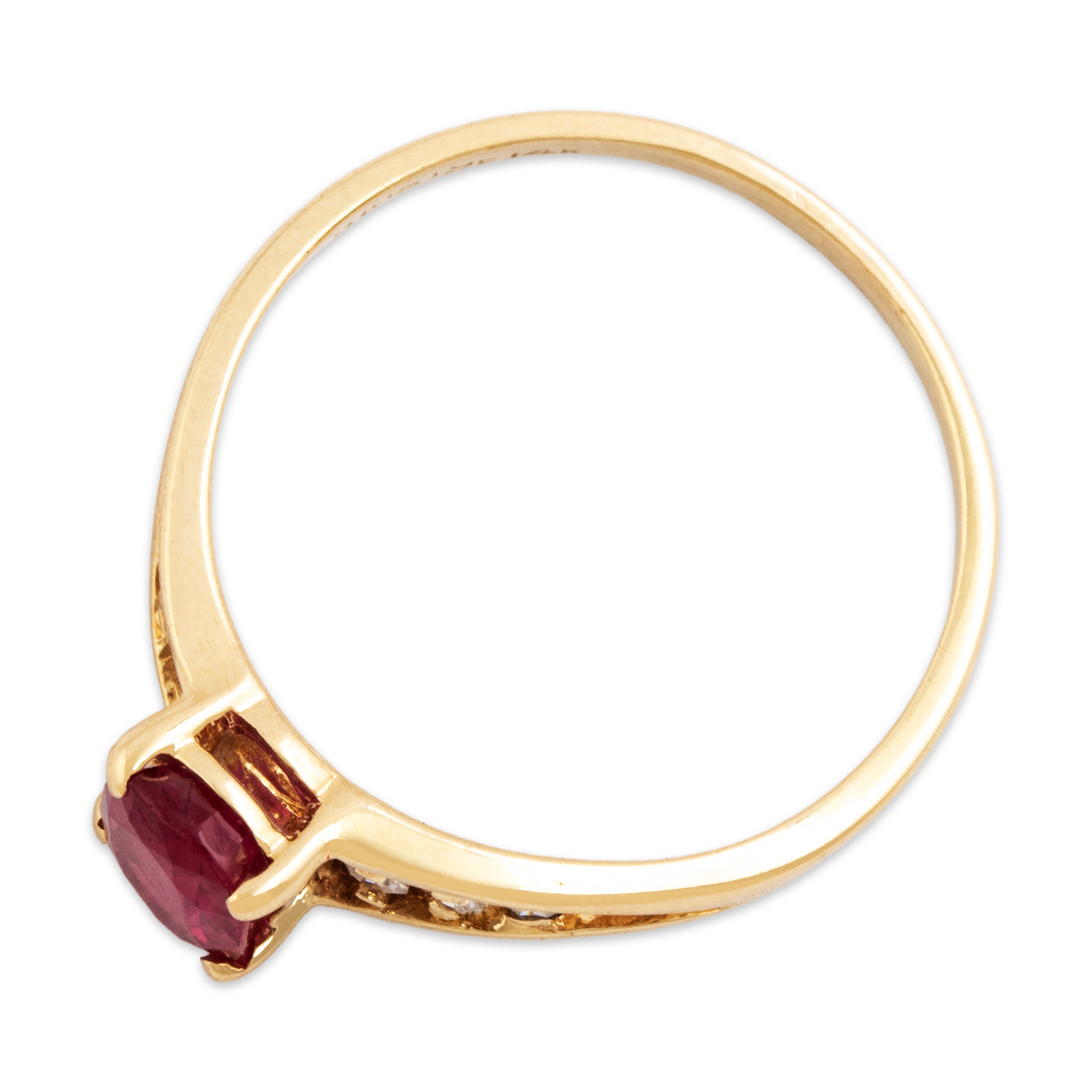 Vintage 14k Yellow Gold .75ct Ruby Diamond Crimson Ring 7.25、mySite、hinf8tx79