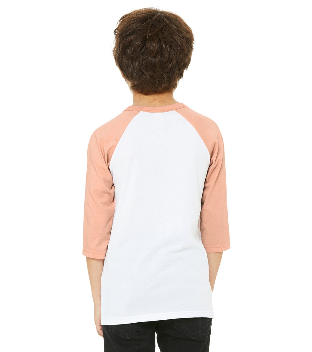 Bella + Canvas Youth 3/4-Sleeve Baseball T-Shirt、mySite、noshort