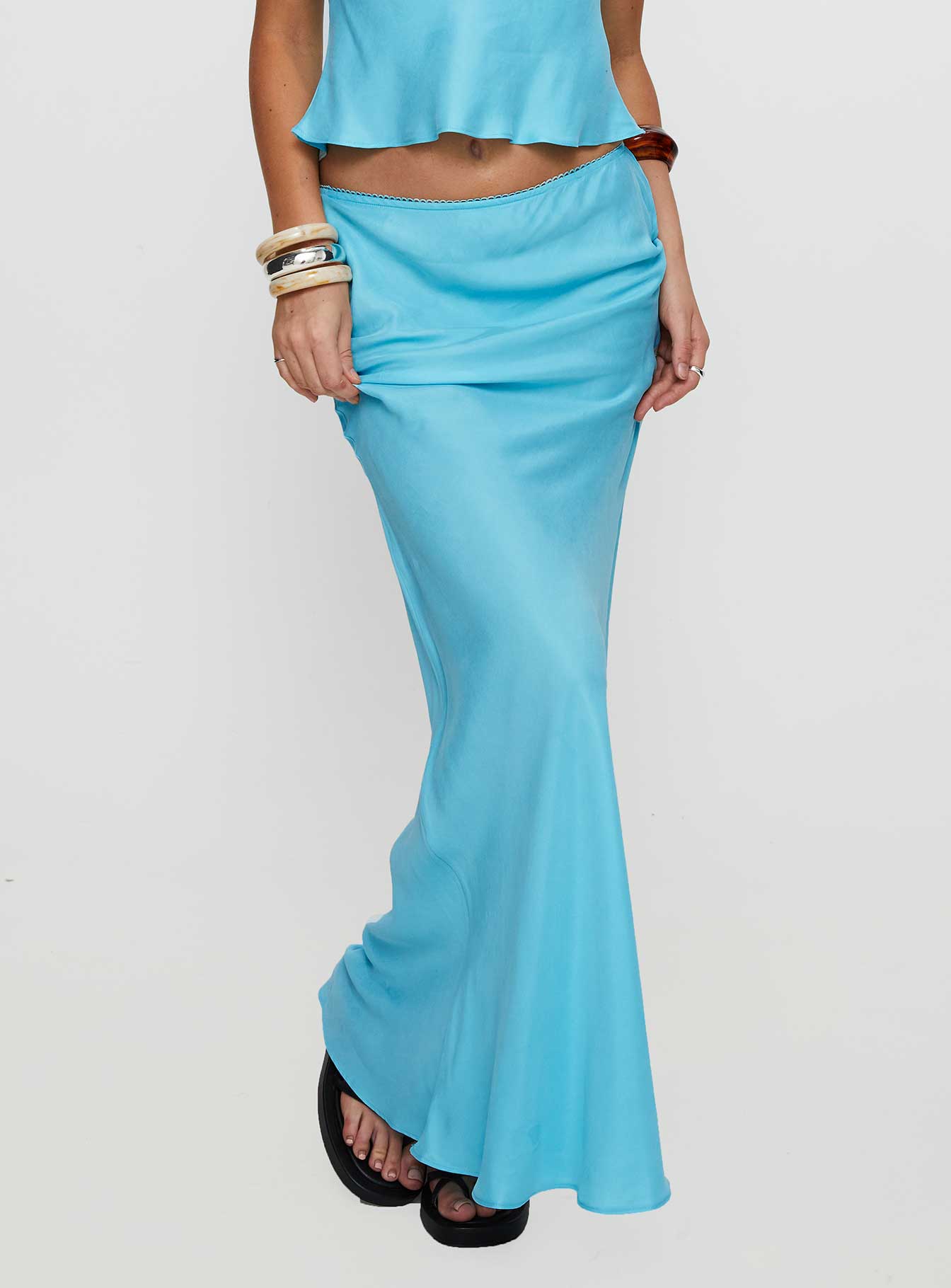 Lucelia Maxi Skirt Aqua、mySite、solidvoid