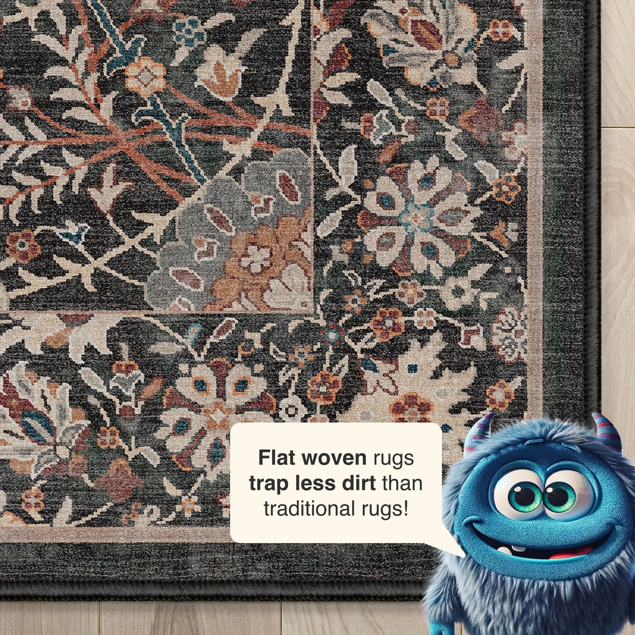 Liana Vintage Oriental Charcoal Grey Flat-Weave Rug、mySite、gigharbornorthrealestate