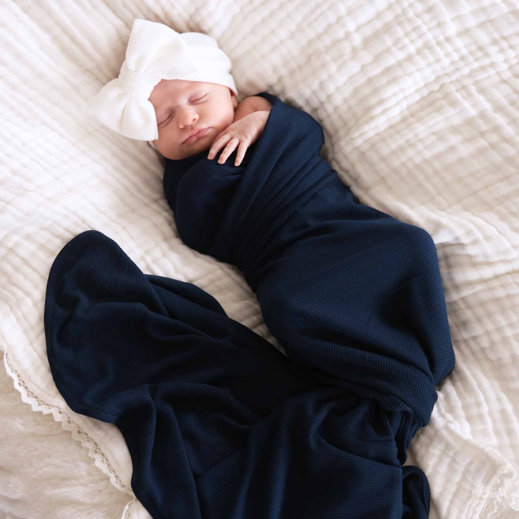  Dark Navy Bamboo Waffle Oversized Swaddle Blanket、mySite、layawaytickets