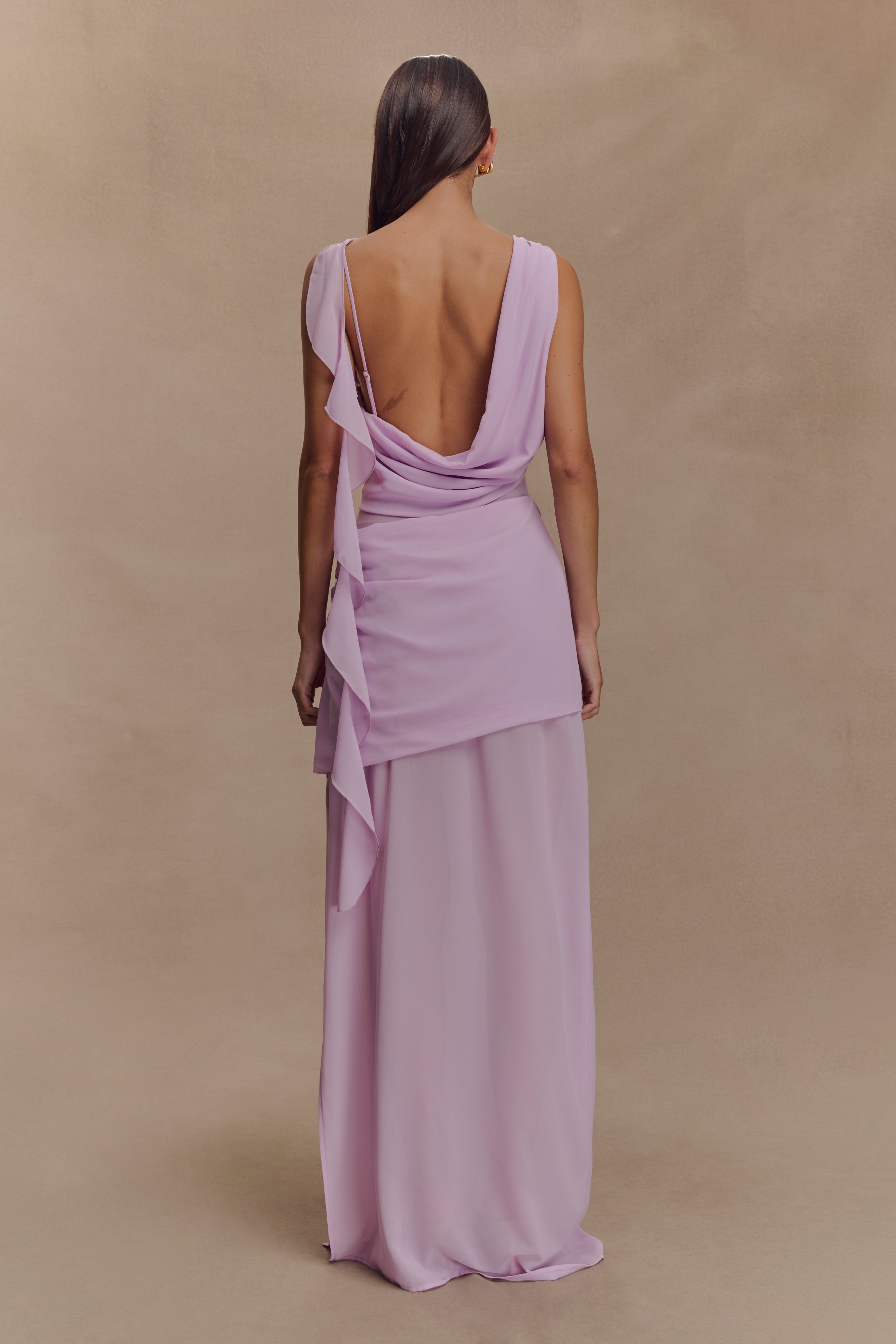 Daria Draped Chiffon Maxi Dress - Light Lilac、mySite、solidvoid