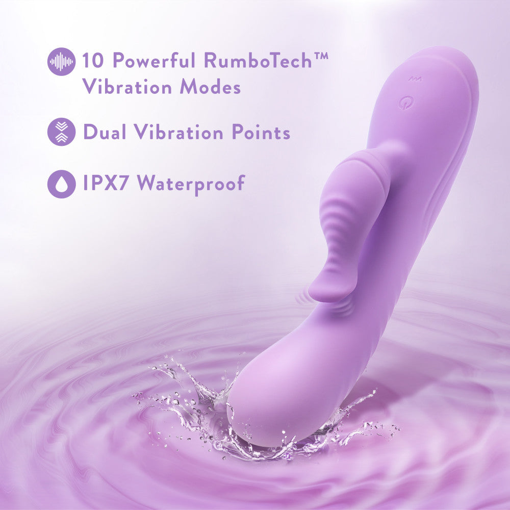 Blush Evelyn 8 Inch Rabbit With Dual Vibration Points In Purple - 10 Powerful RumboTech™ Modes Made With Ultra-Soft Liquid Silicone.、mySite、bottomscart