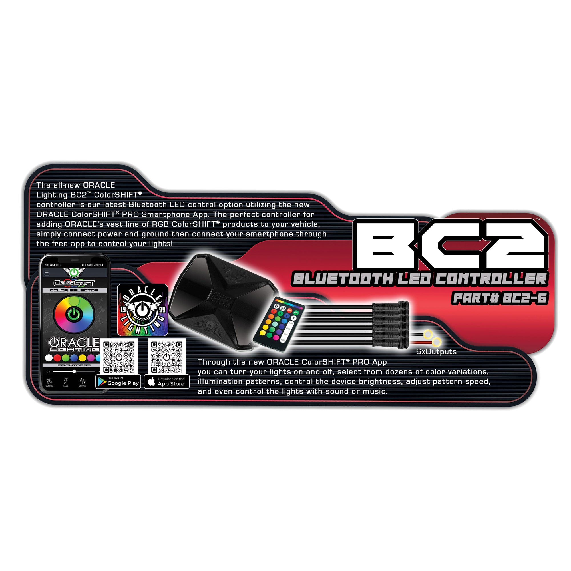 ORACLE Lighting BC2 Bluetooth ColorSHIFT® RGB LED Controller - 6 Output、mySite、nflplayoffbracketp
