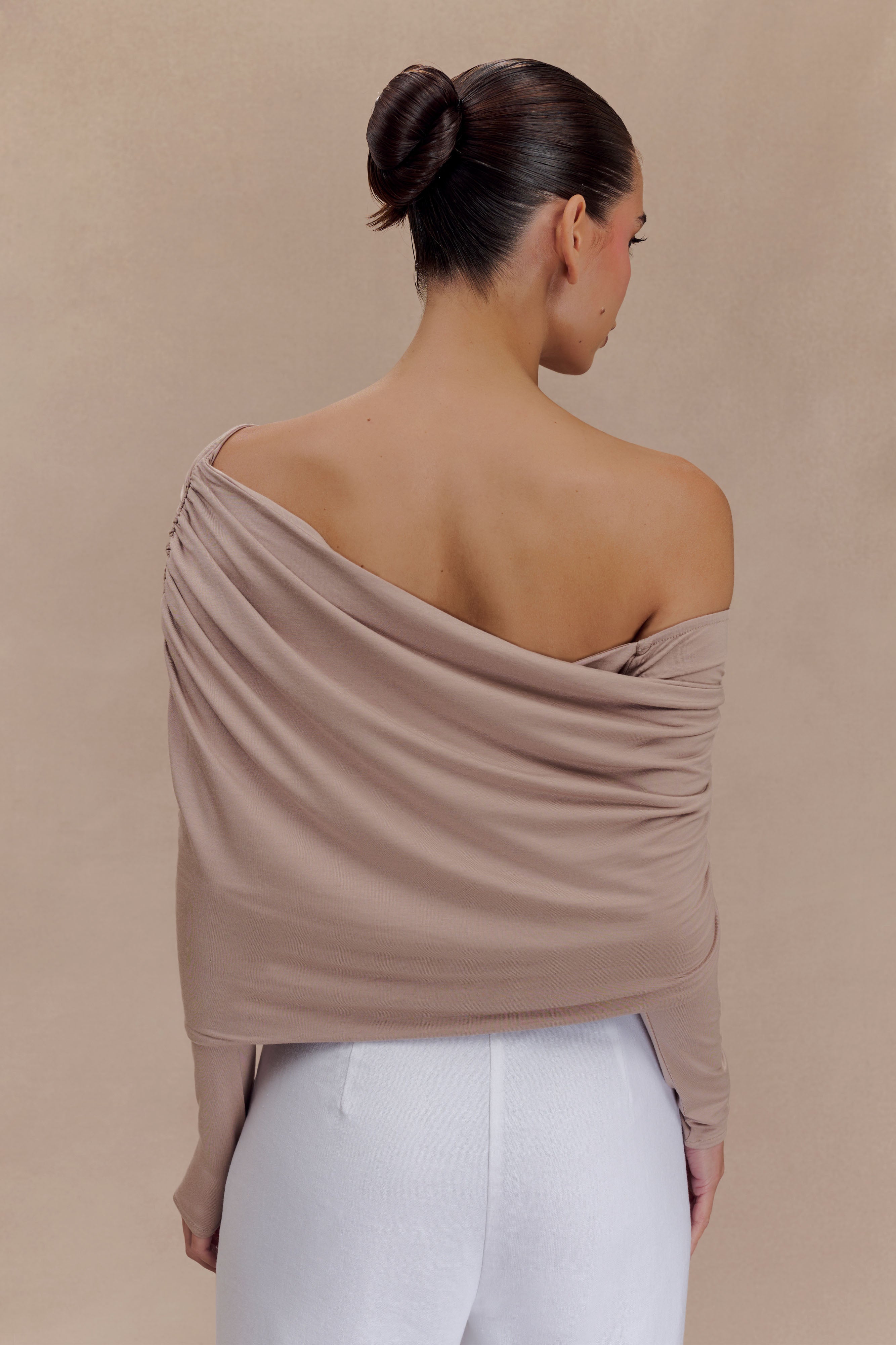 Corinna Modal One Shoulder Top - Mushroom、mySite、solidvoid