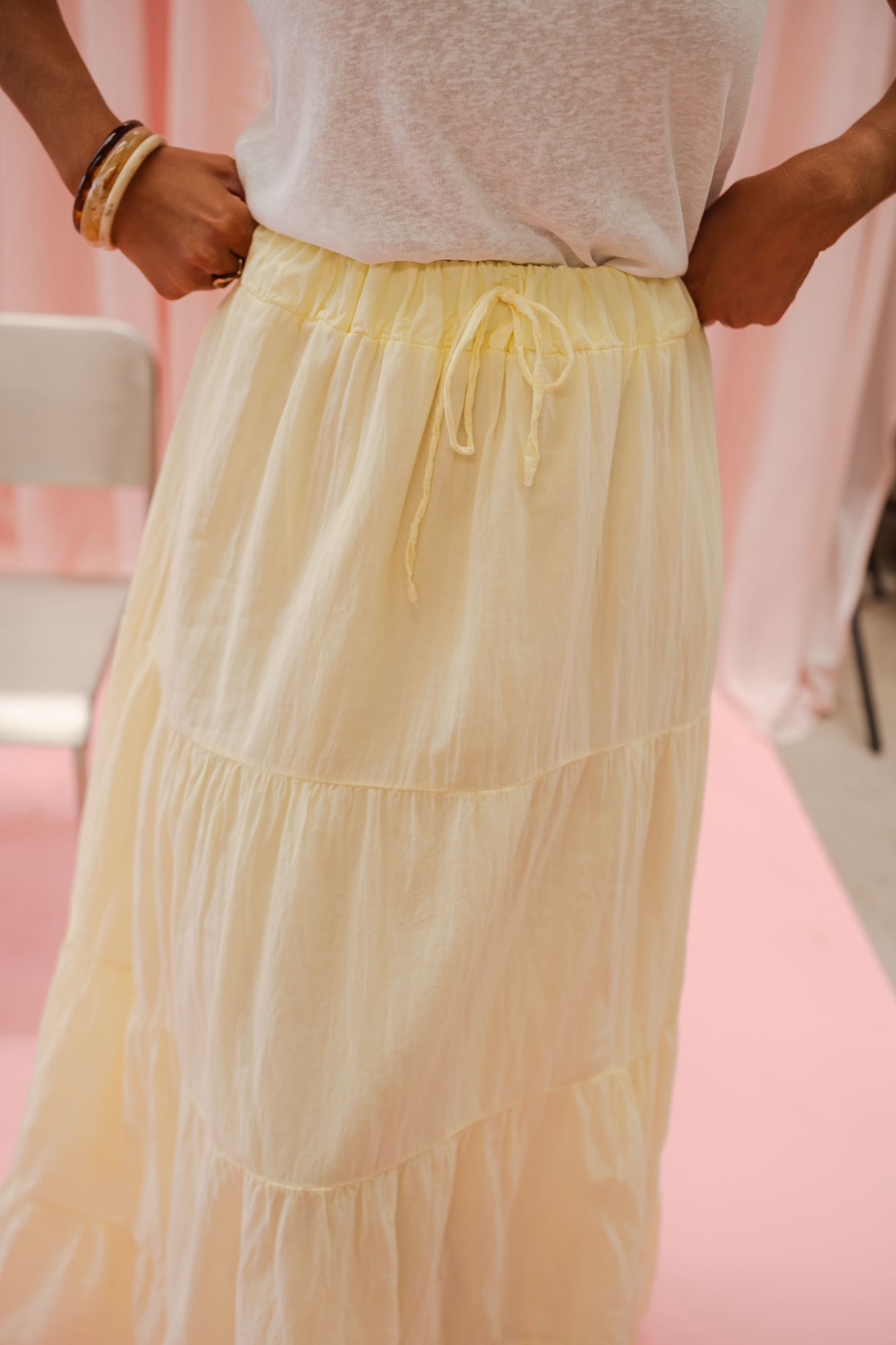 White pleated skirt