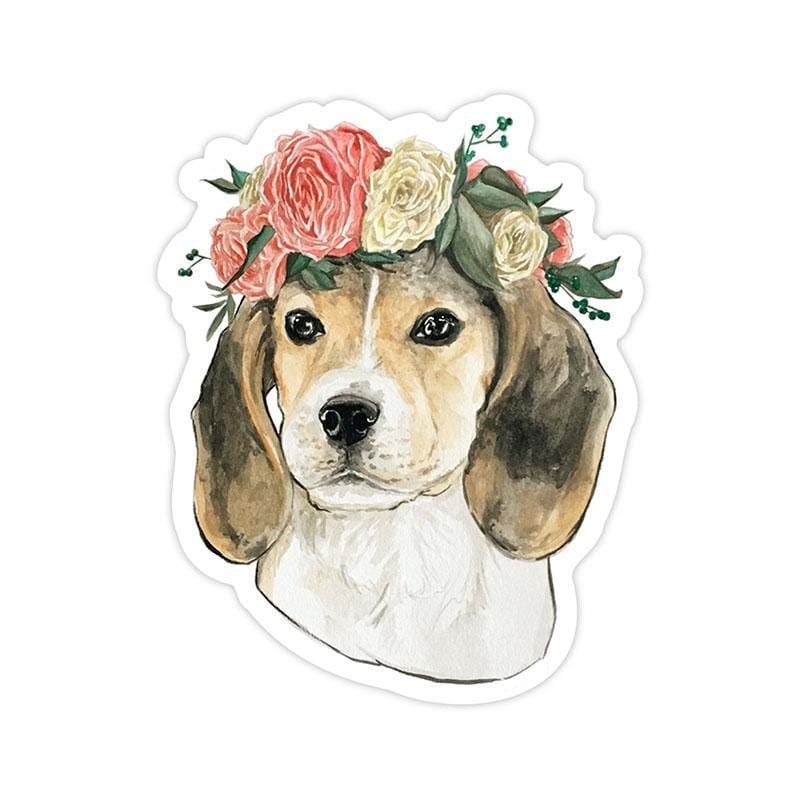  Flower crown beagle sticker、mySite、elrpsem3k