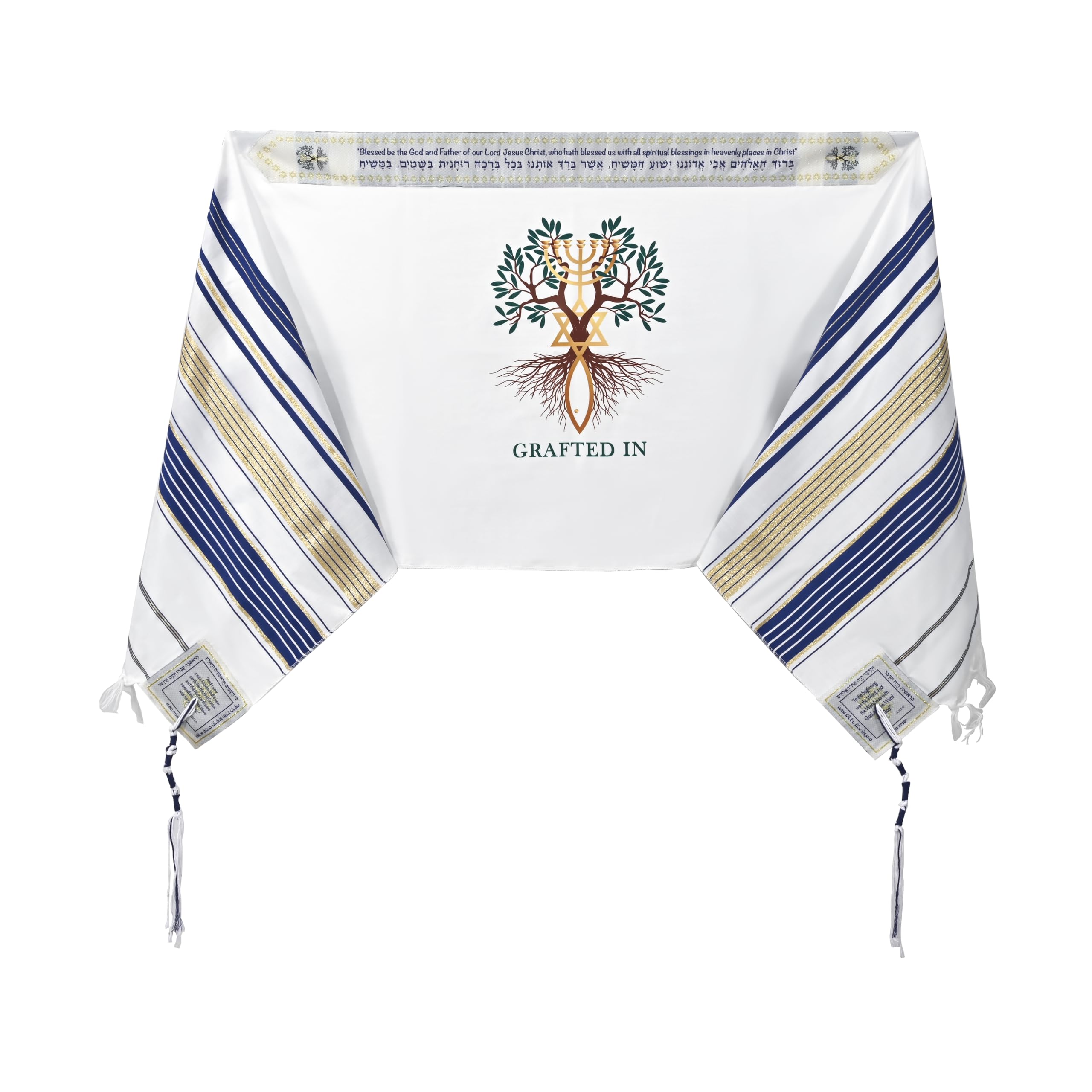Holy Land Market Grafted IN - Messianic Christian Prayer Shawl/Tallit Prayer Shawl - Creation and Restoration Talit、mySite、topwebapps