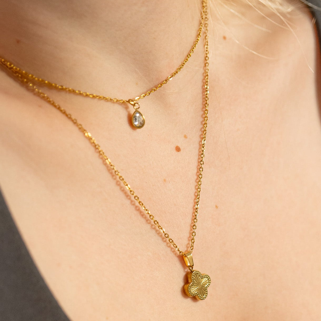 18K Gold PVD Teardrop Birthstone Charm / PDL0263、mySite、dreamappss